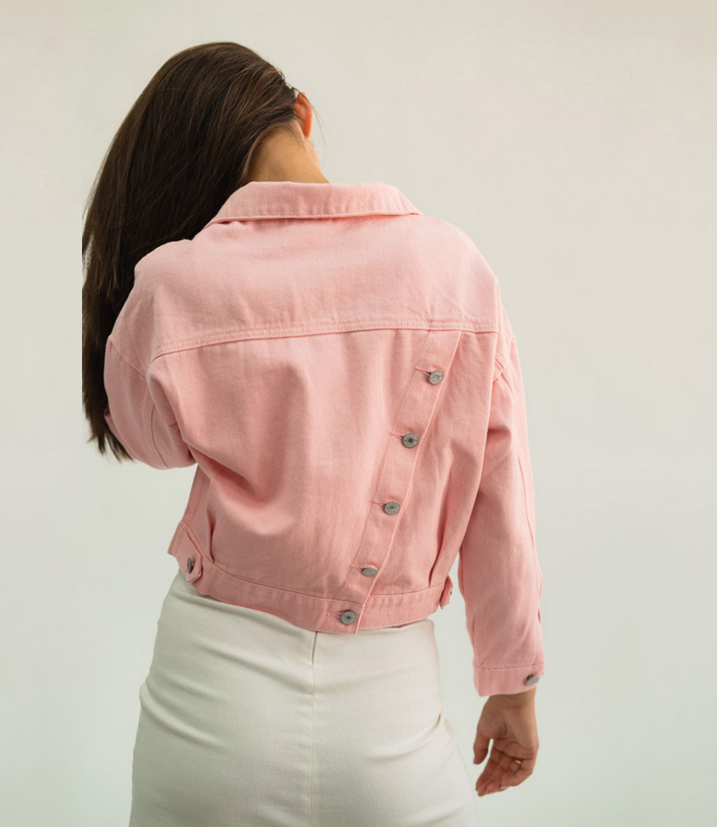 Джинсовая куртка #2025**, розовый - фото 3
