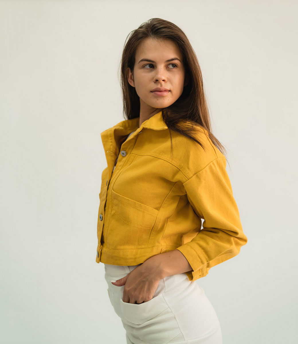 Джинсовая куртка #2025**, жёлтый - фото 3