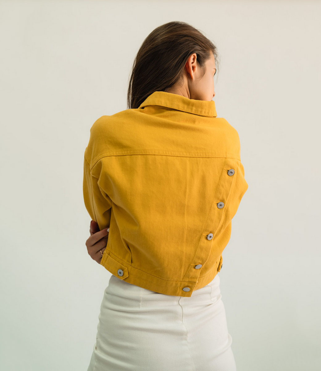 Джинсовая куртка #2025**, жёлтый - фото 4