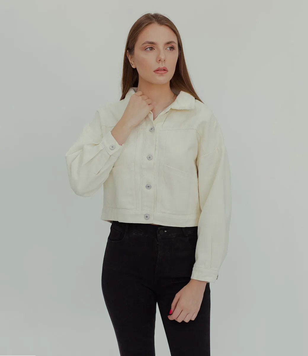 Джинсовая куртка #2025**, белый - фото 1
