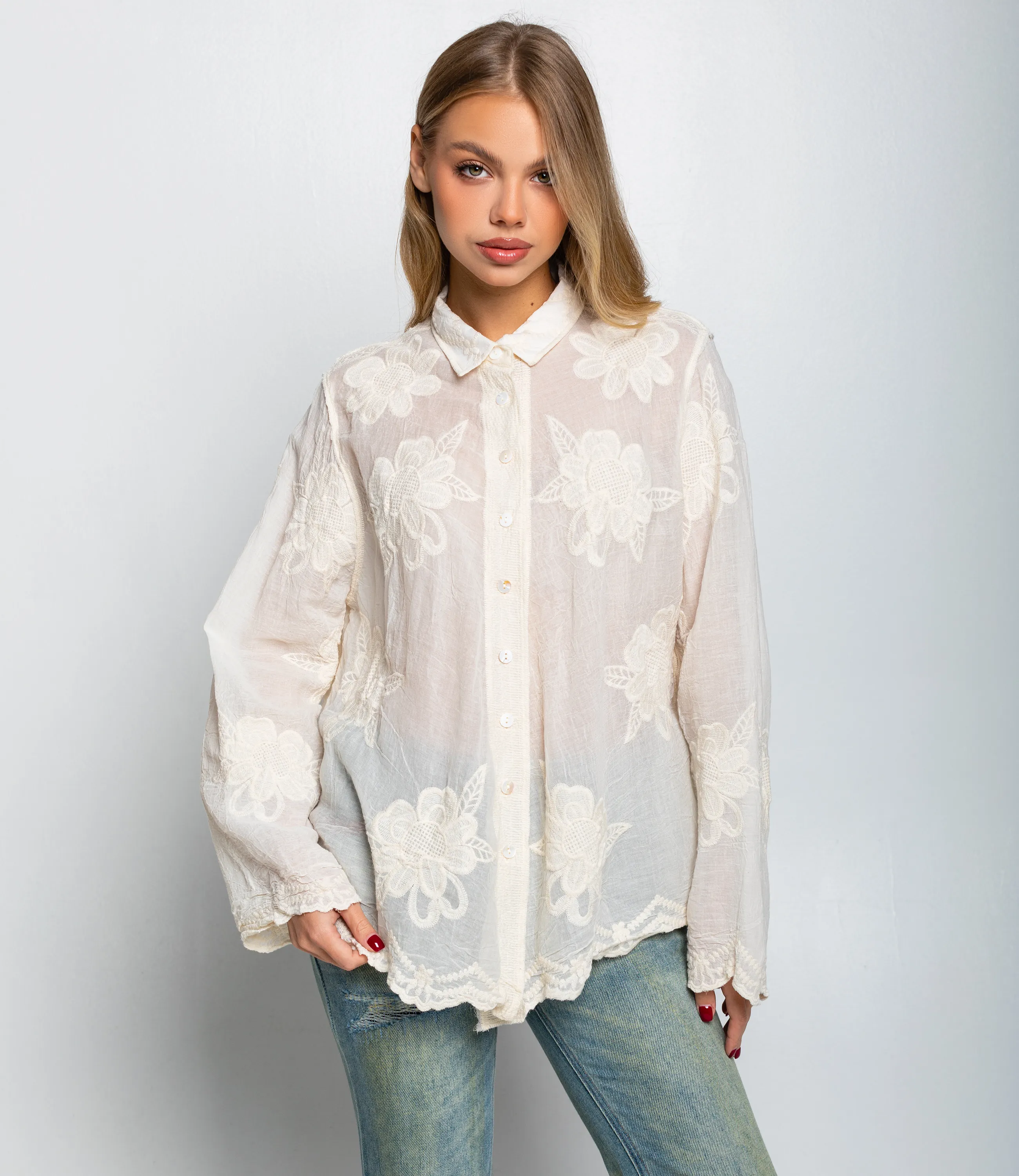 Блуза #КТ814, светло-бежевый - фото 1