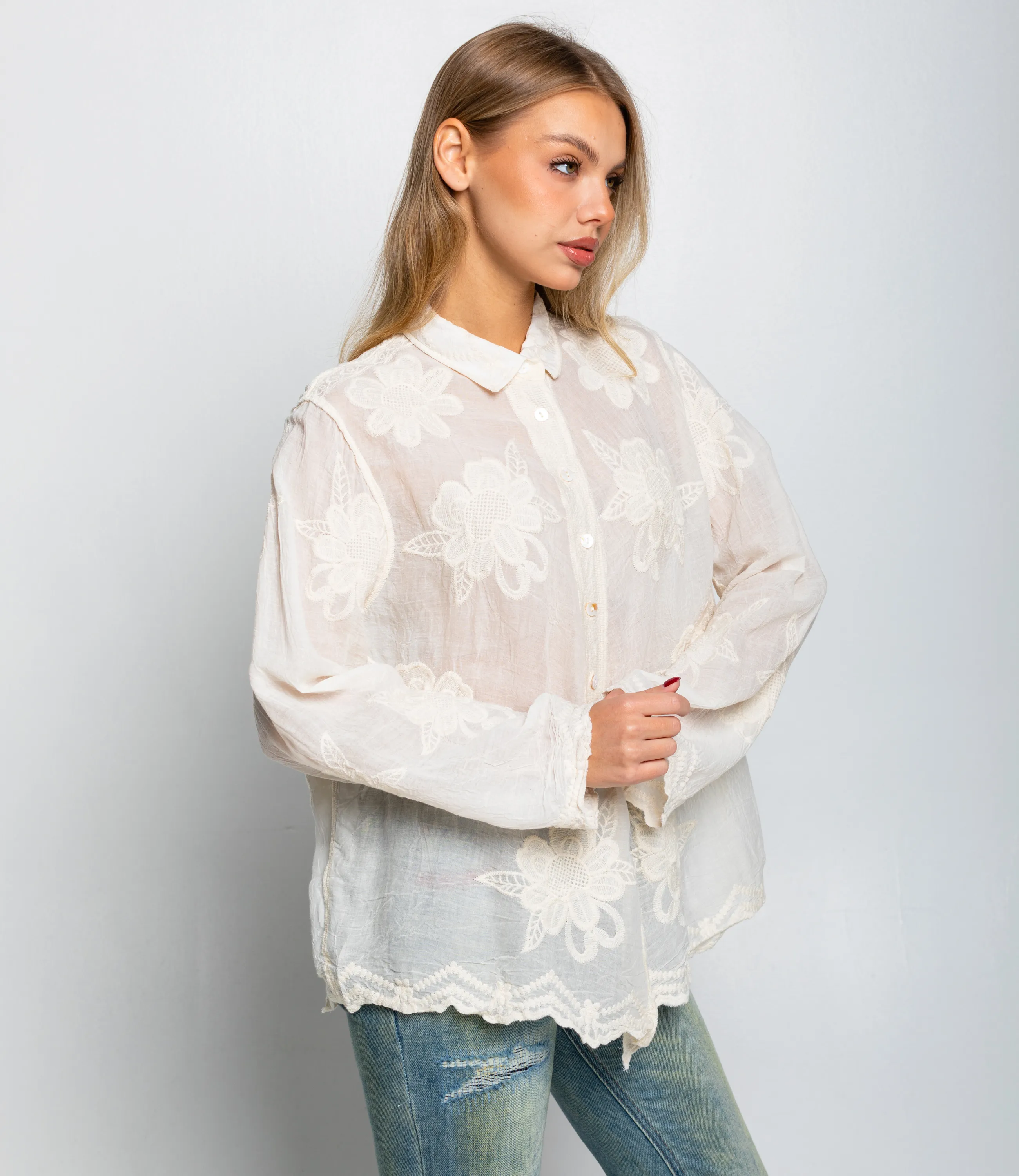 Блуза #КТ814, светло-бежевый - фото 2