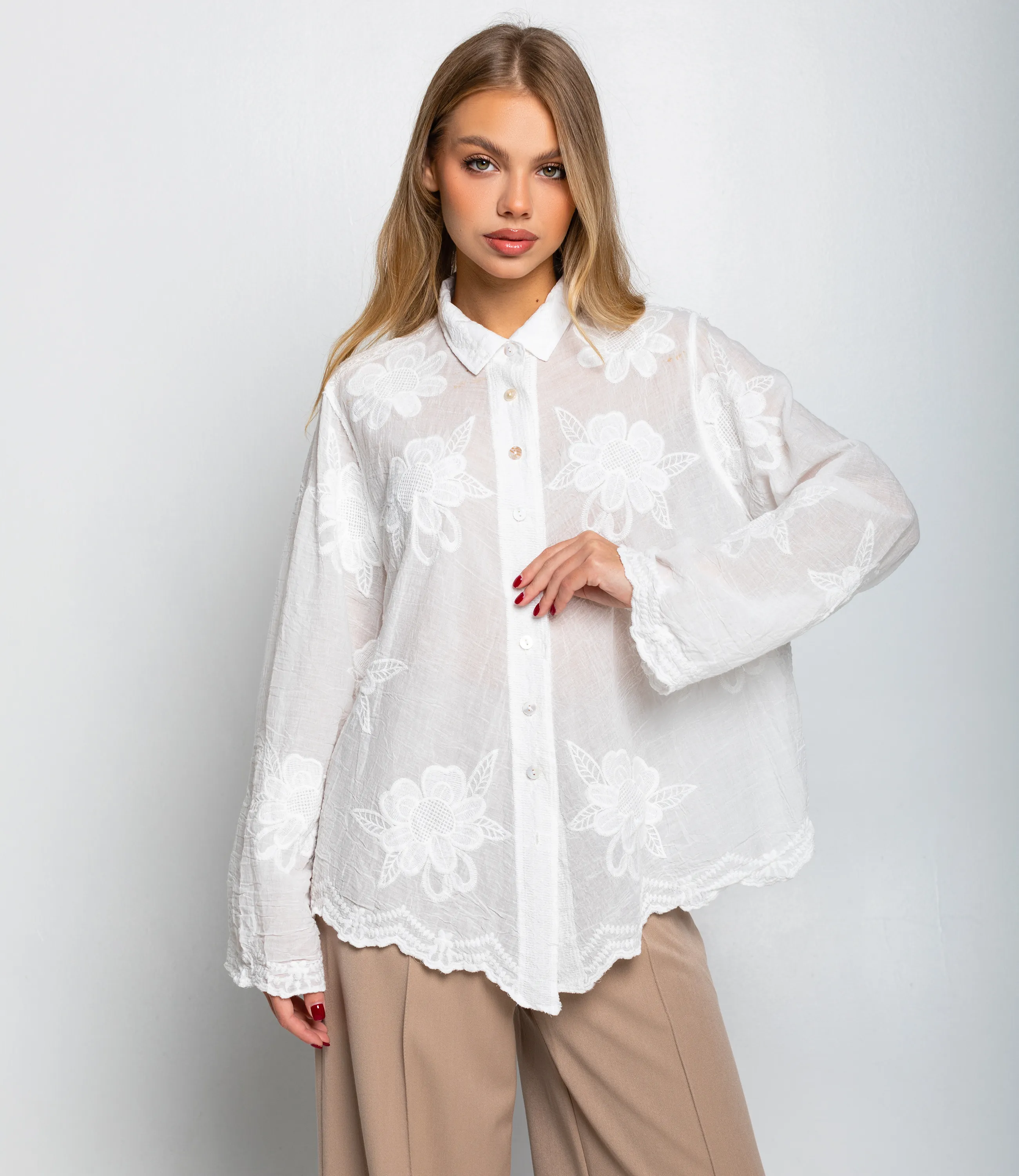 Блуза #КТ814, белый - фото 1