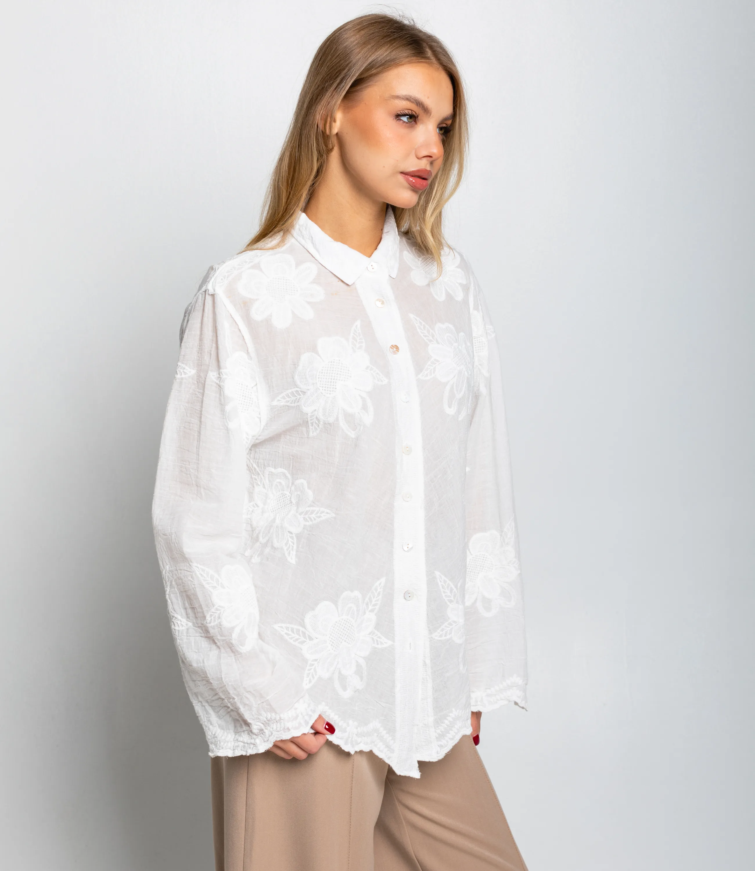 Блуза #КТ814, белый - фото 2