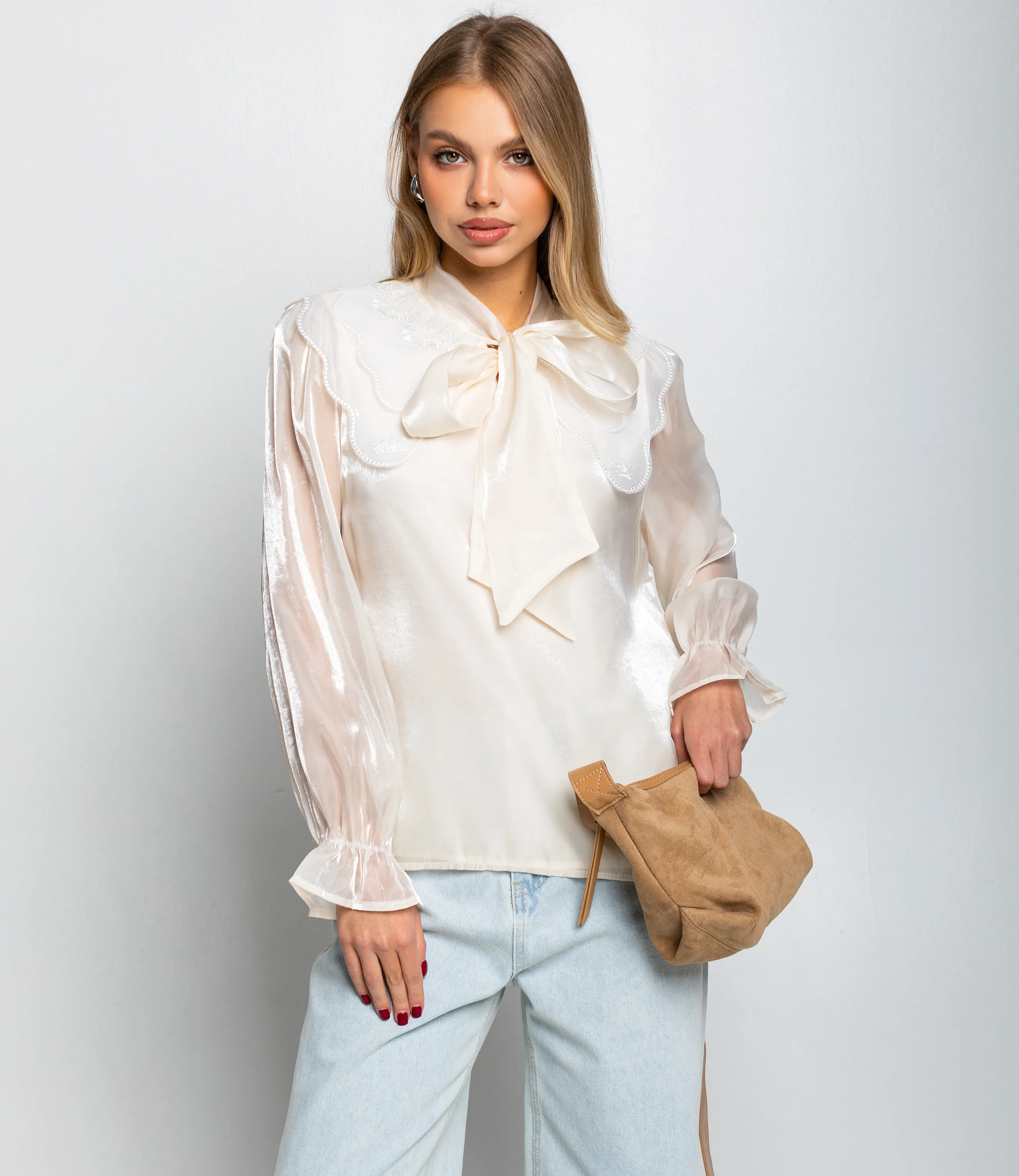 Блуза #КТ977 (2), кремовый - фото 1