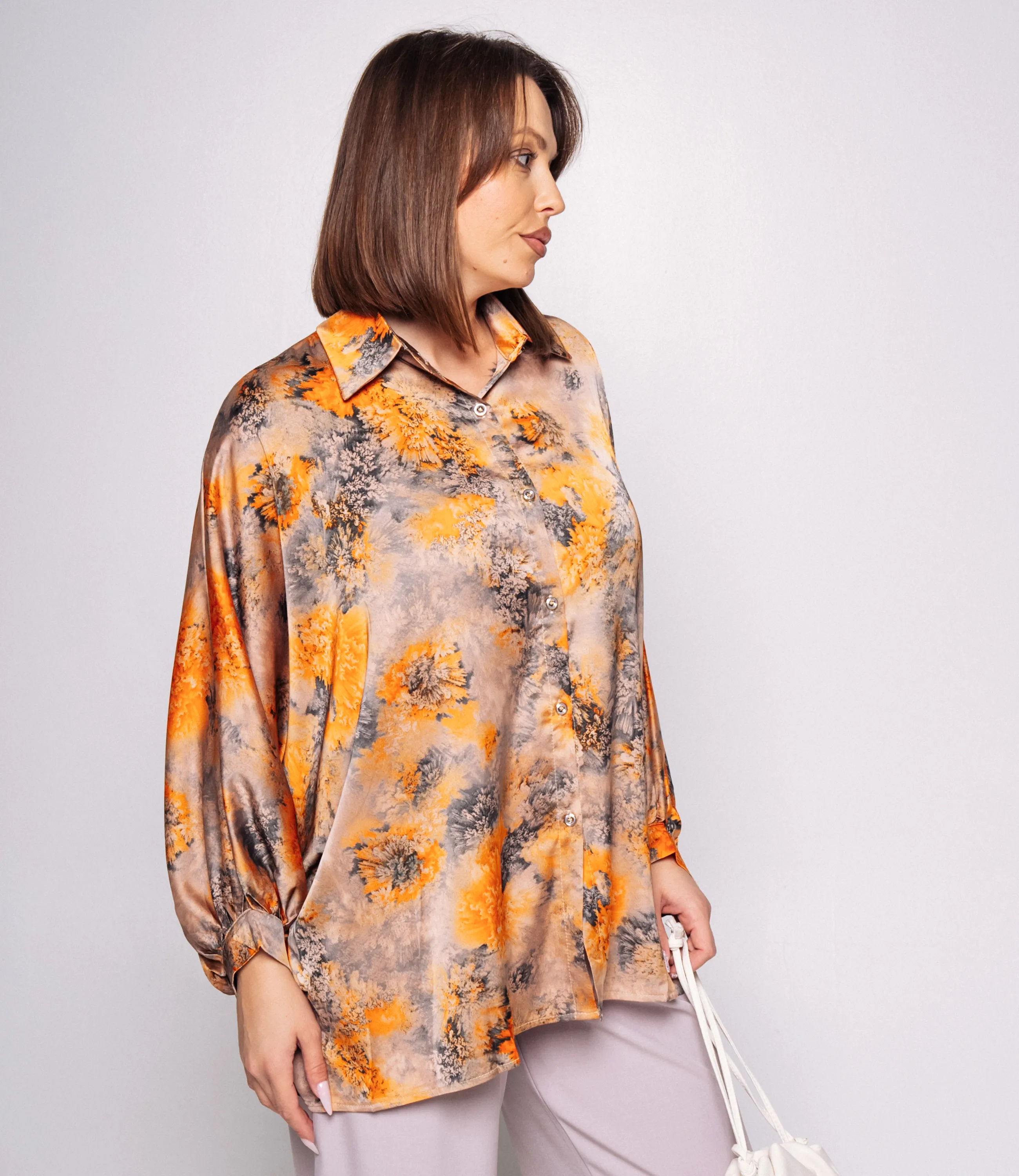 Блуза #КТ1936 (2), бежевый, оранжевый - фото 2