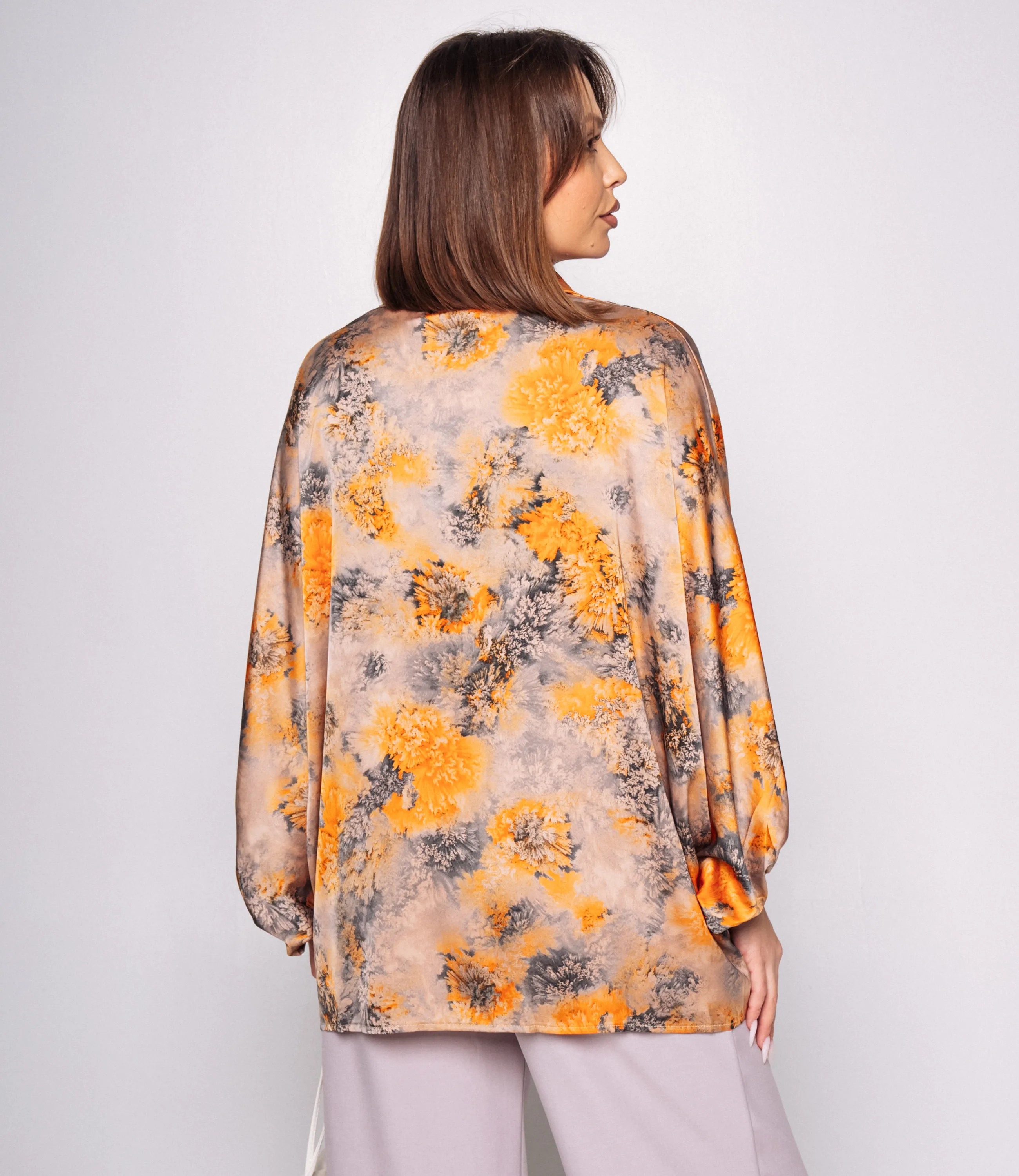 Блуза #КТ1936 (2), бежевый, оранжевый - фото 3