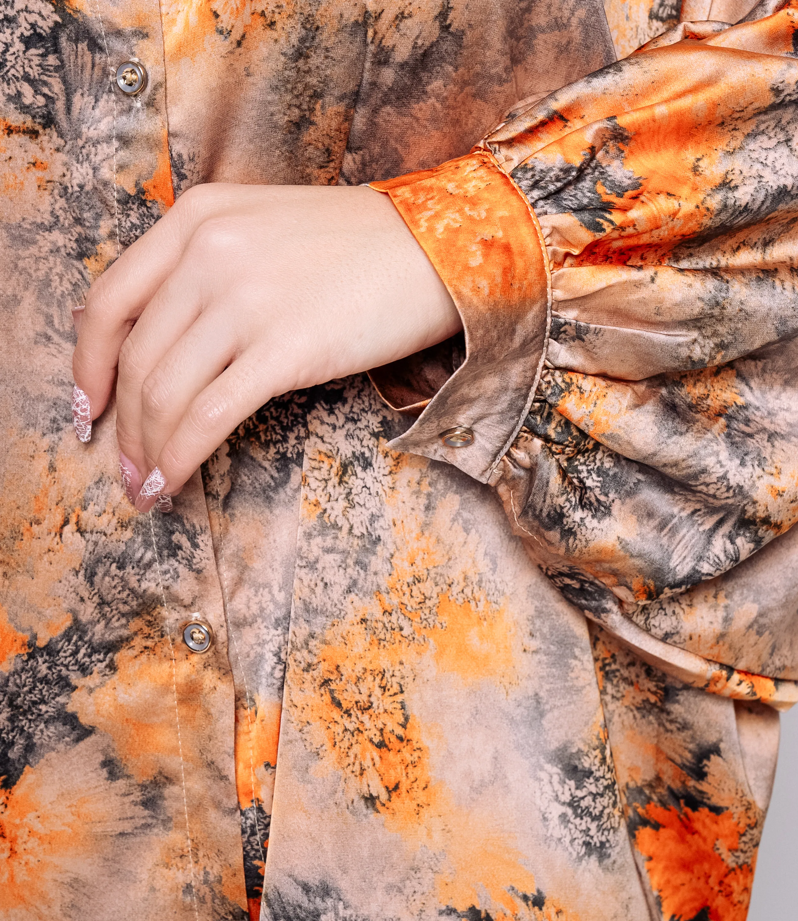 Блуза #КТ1936 (2), бежевый, оранжевый - фото 5