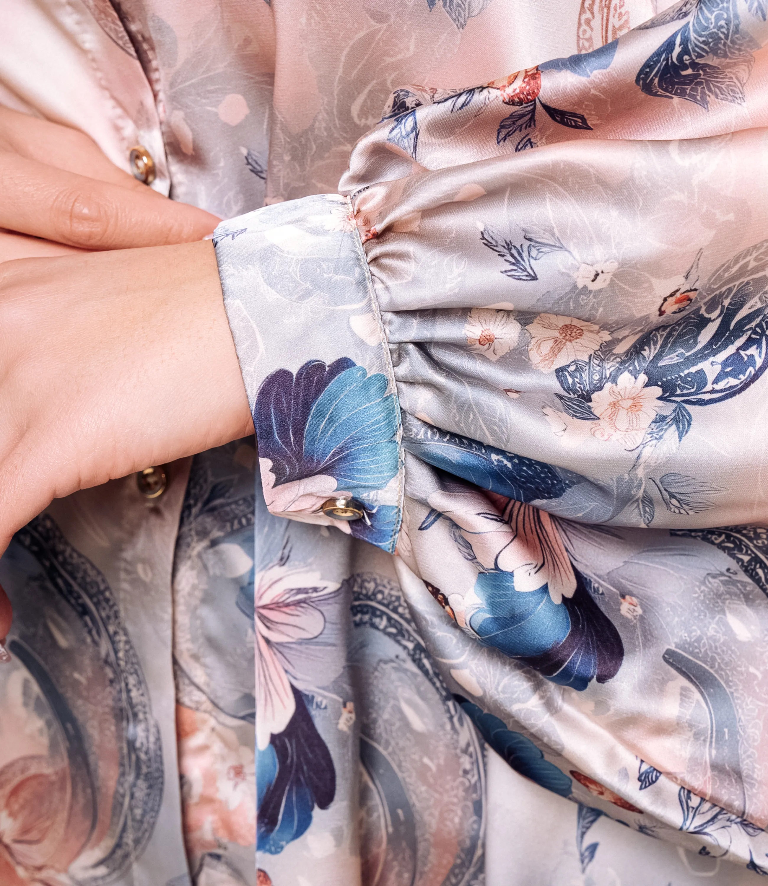 Блуза #КТ1936 (2)-1, бежевый, синий - фото 5