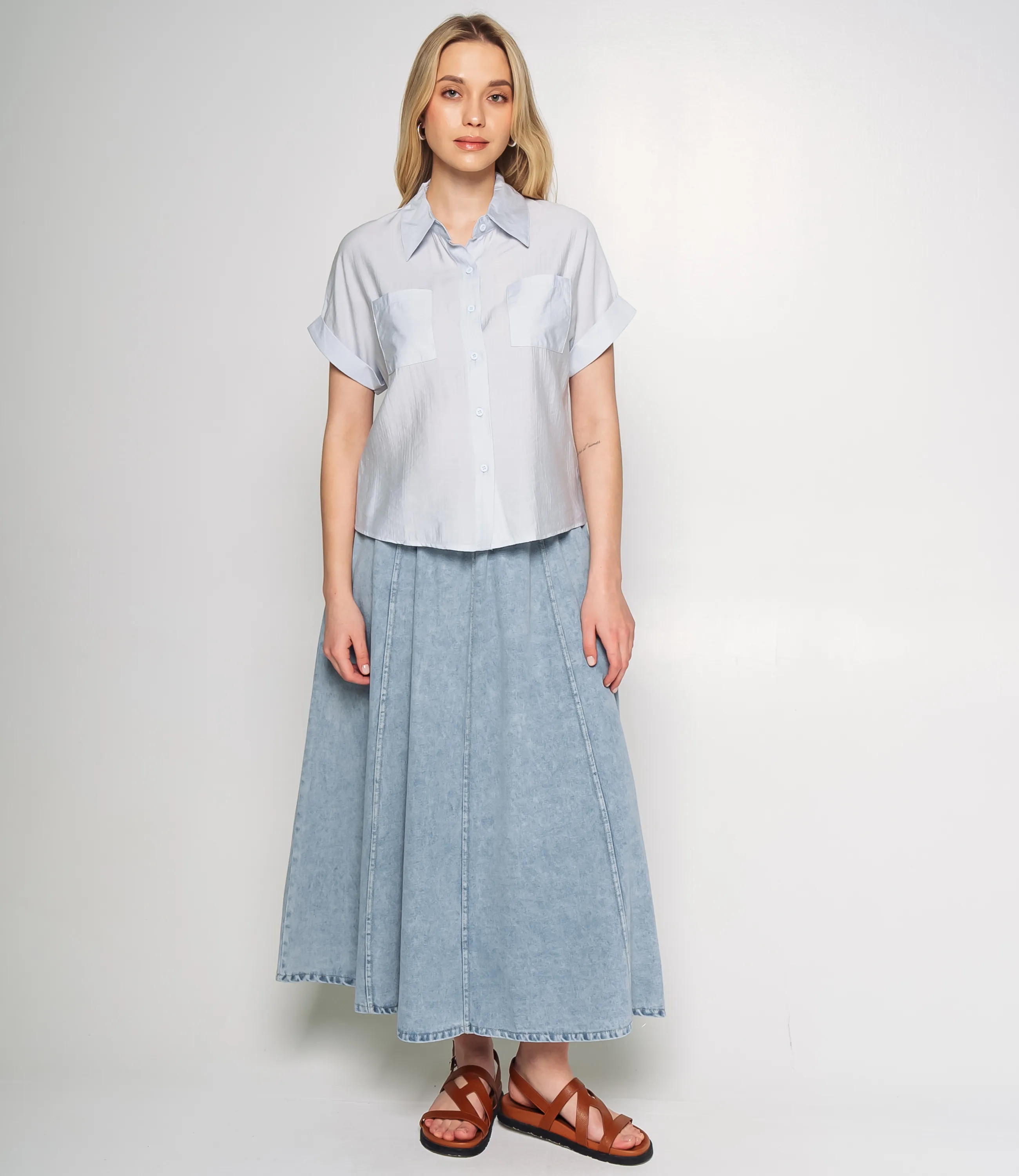 Рубашка #КТ807 (5), серо-голубой - фото 4