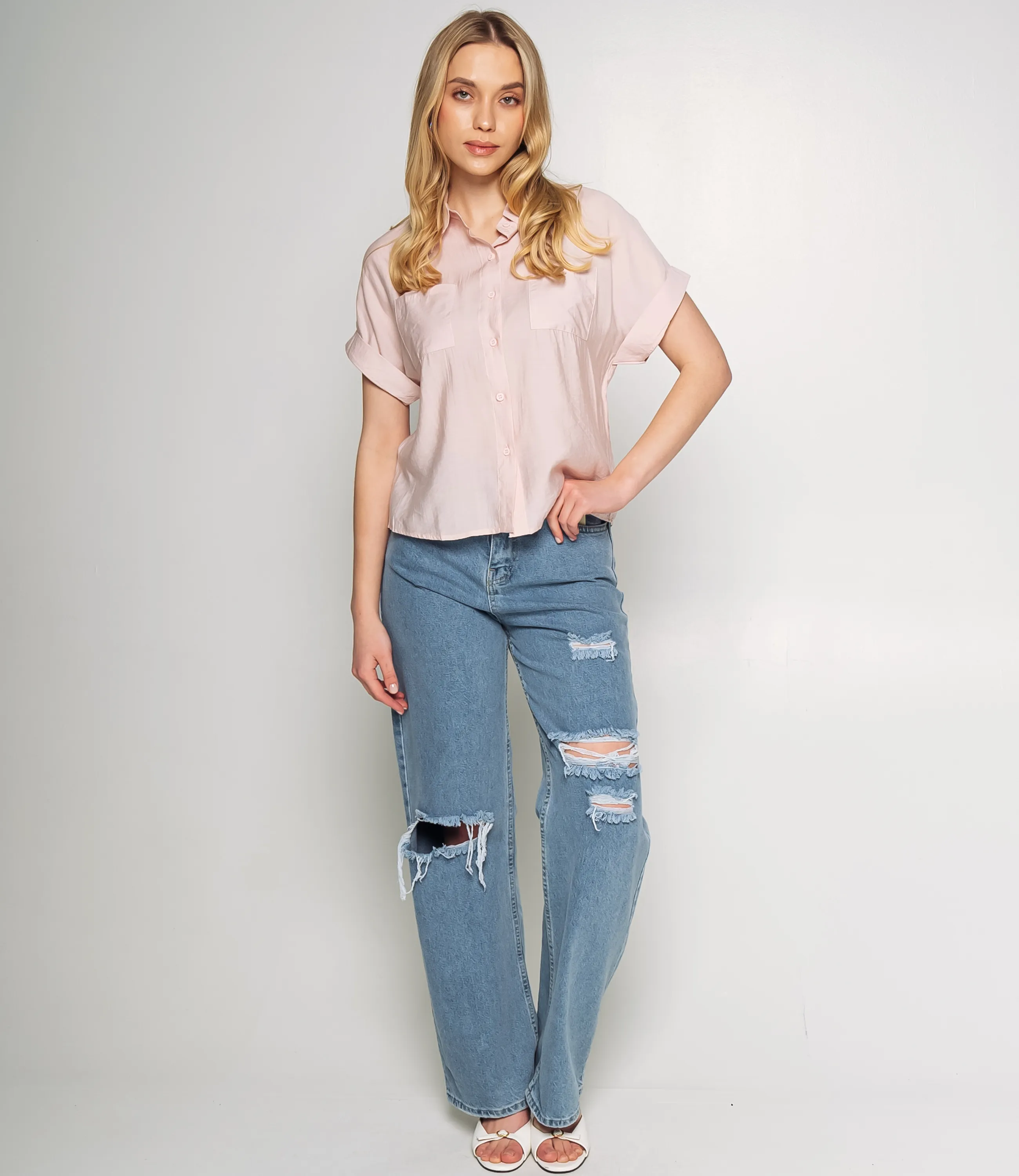 Рубашка #КТ807 (5), пудровый - фото 4