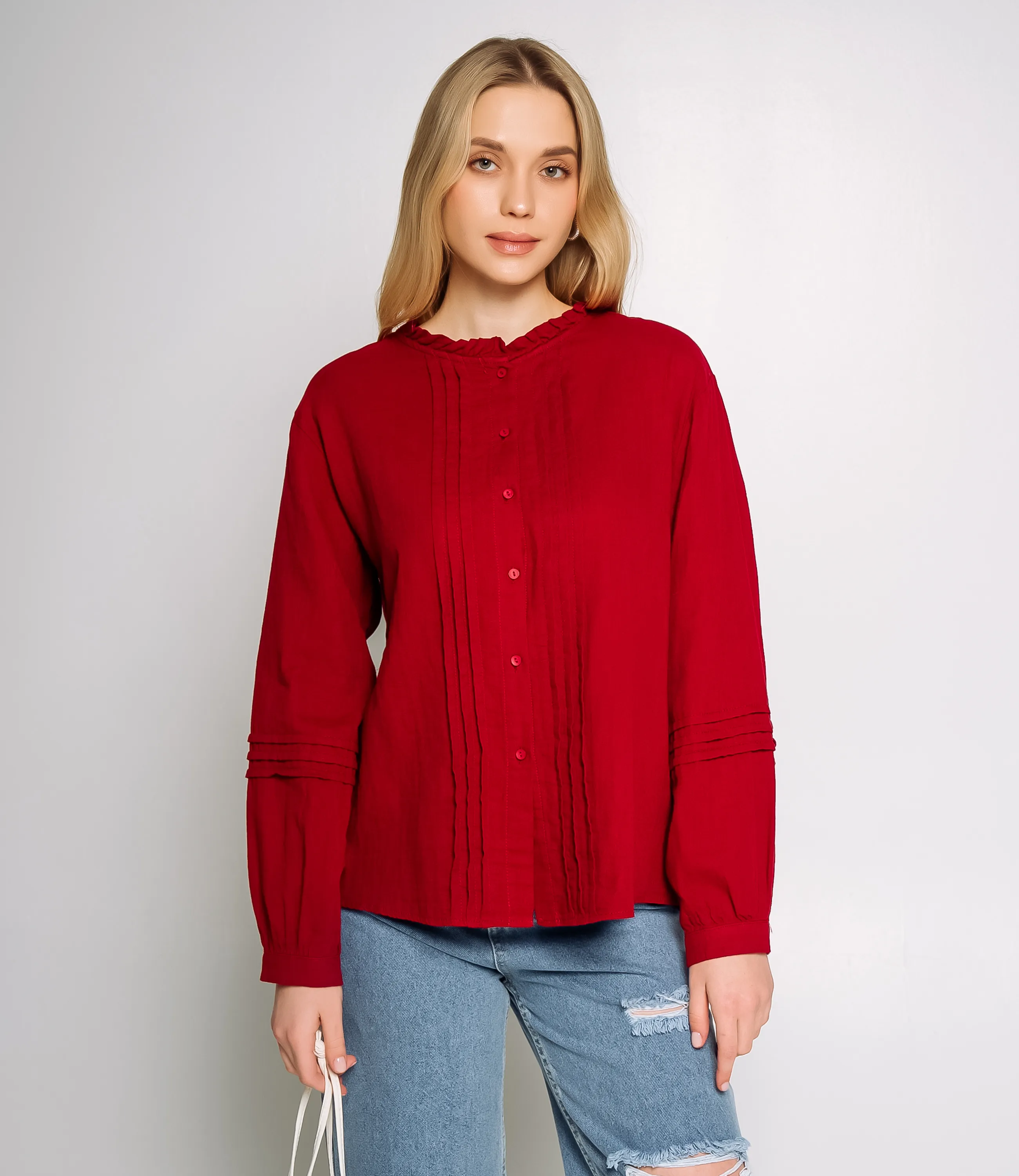 Блуза #КТ0912, бордовый - фото 1