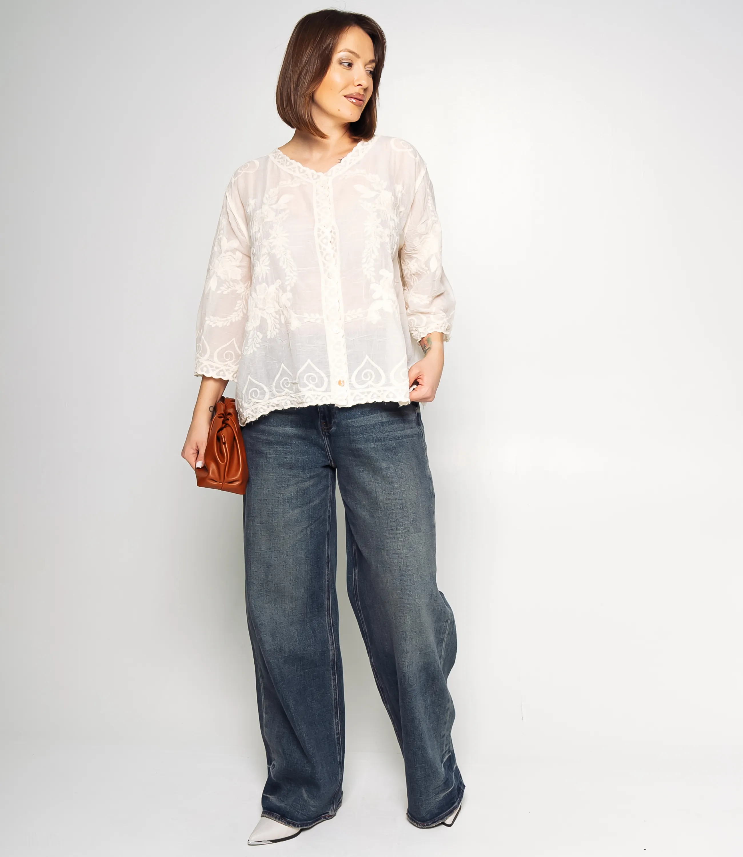 Блуза #КТ34 (5), светло-бежевый  - фото 4