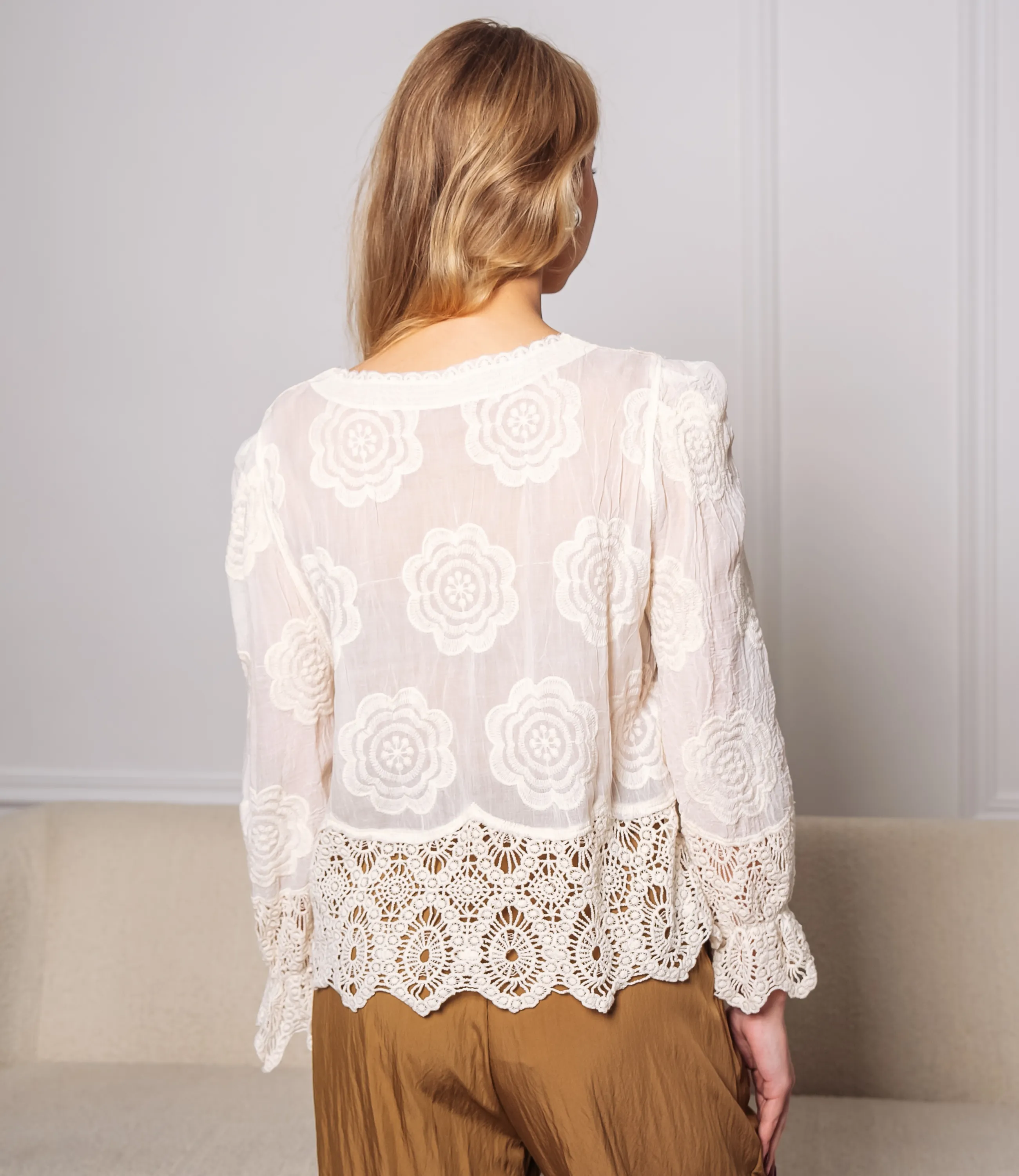 Блуза #КТ26 (6), светло-бежевый - фото 3