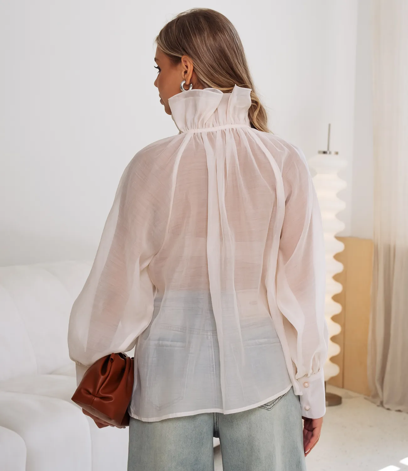 Блуза #КТ674, кремовый - фото 3