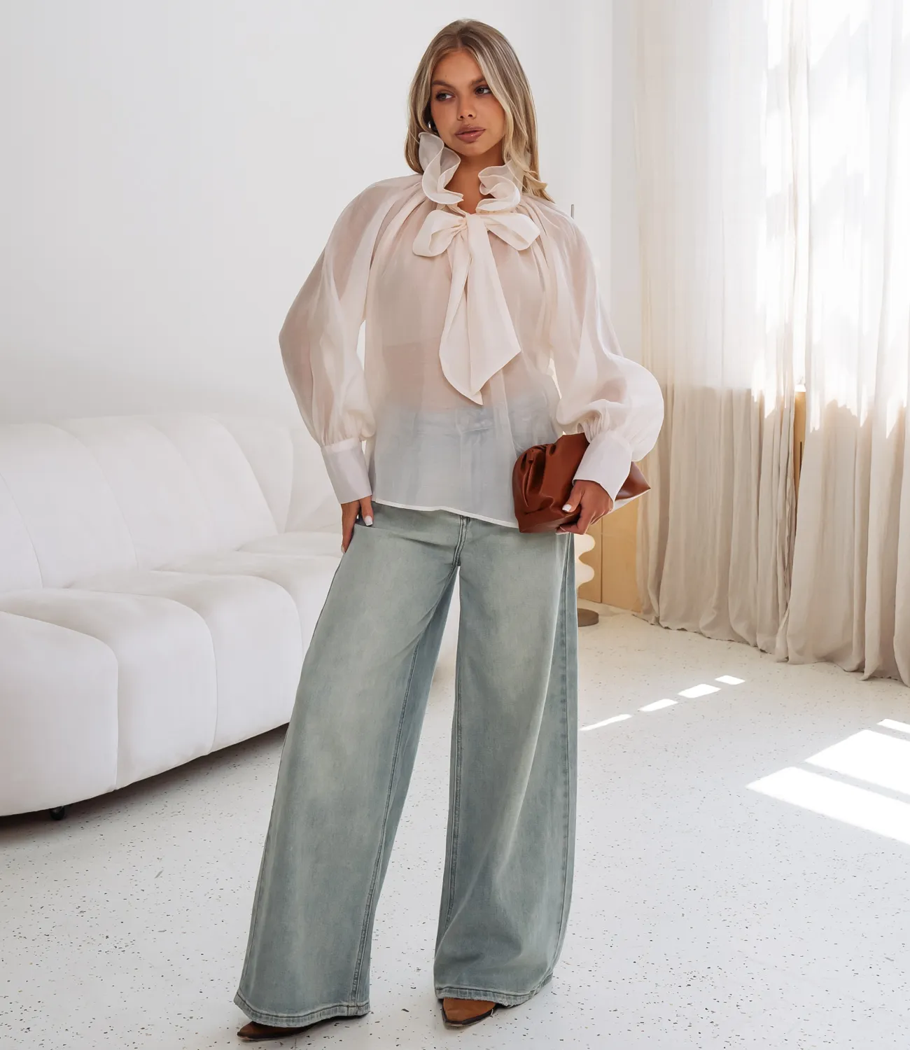 Блуза #КТ674, кремовый - фото 4