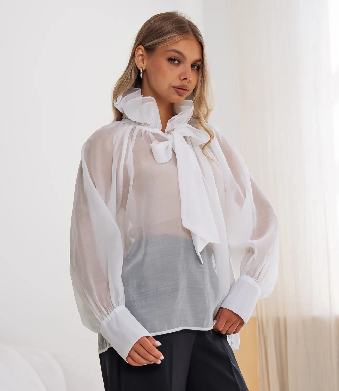 Блуза #КТ674, белый - фото 2