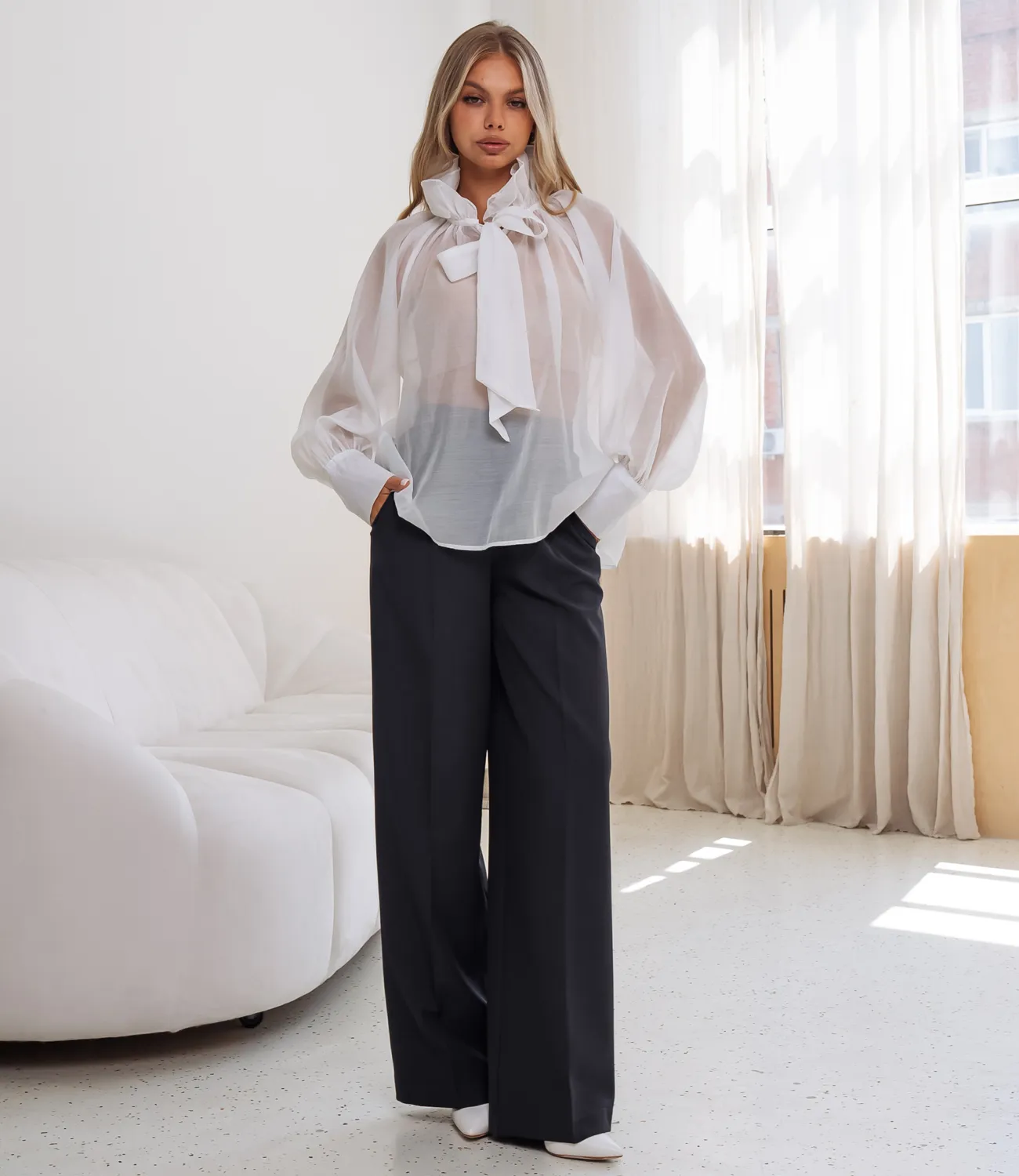 Блуза #КТ674, белый - фото 4