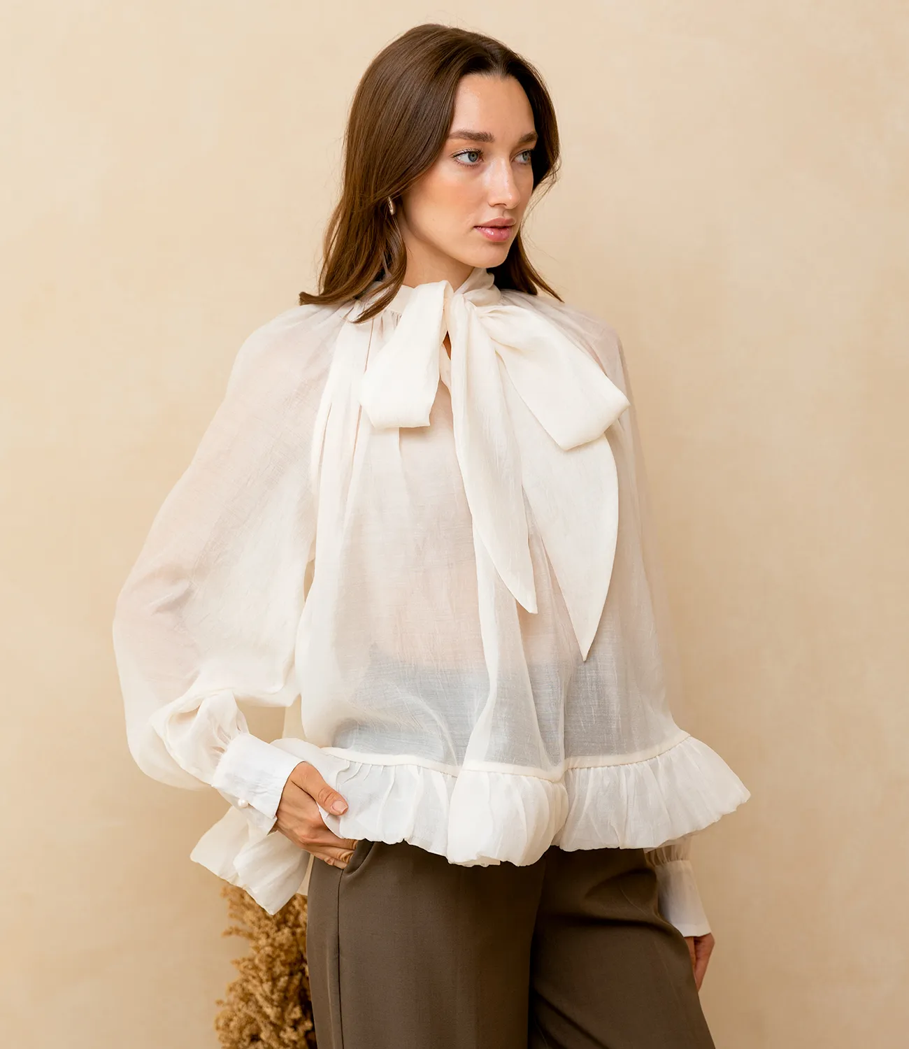 Блуза #КТ673 (1), кремовый - фото 2