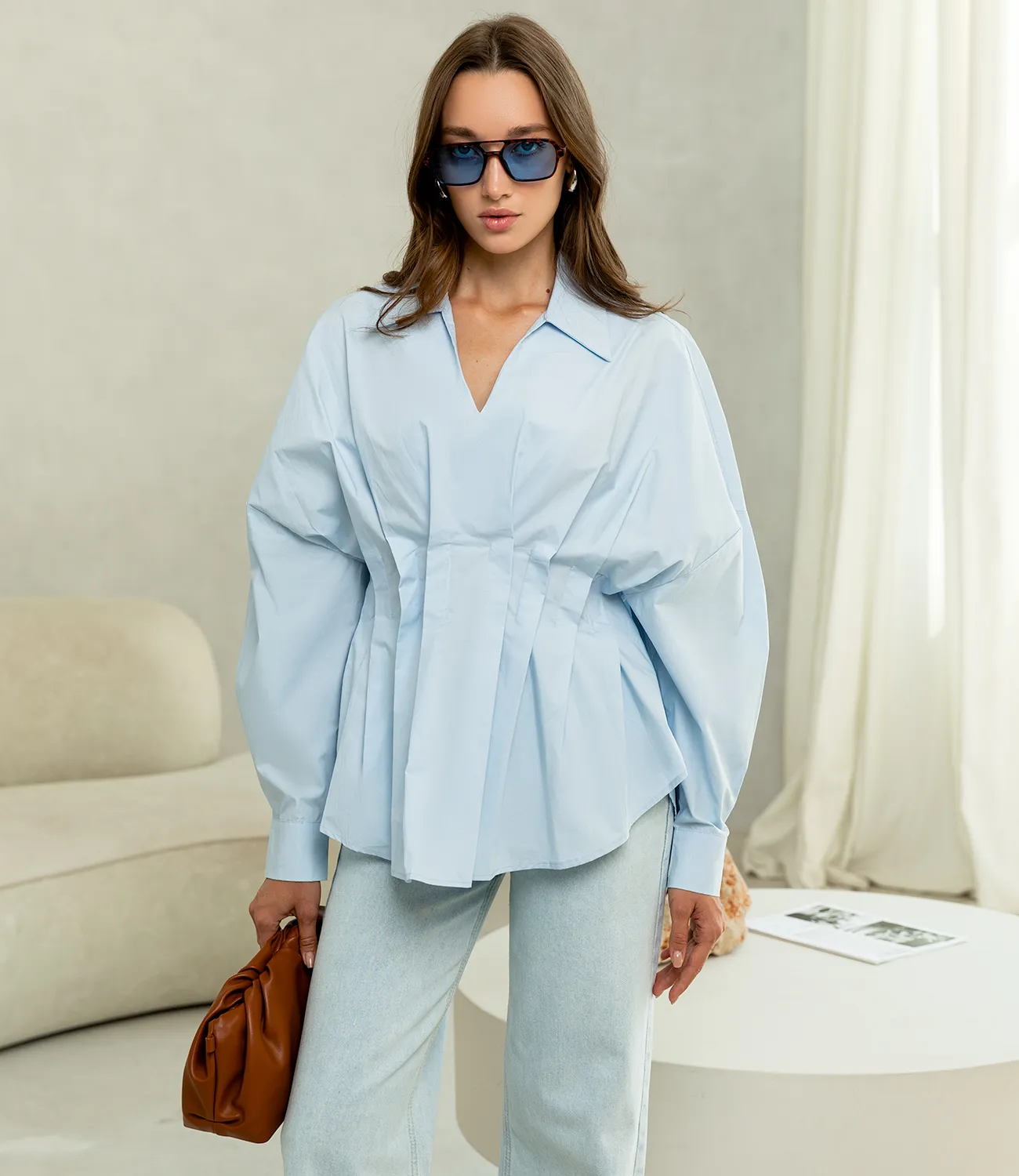 Блуза #КТ6003 (3), голубой - фото 1