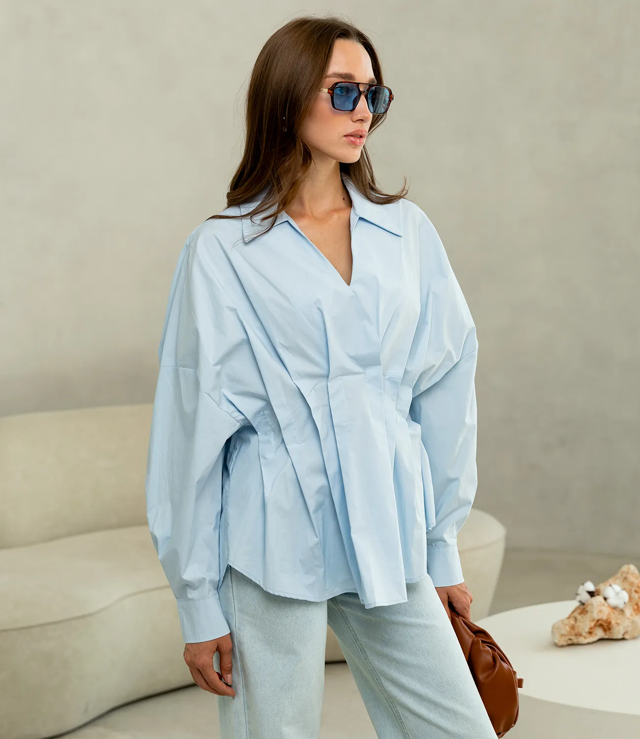 Блуза #КТ6003 (3), голубой - фото 2