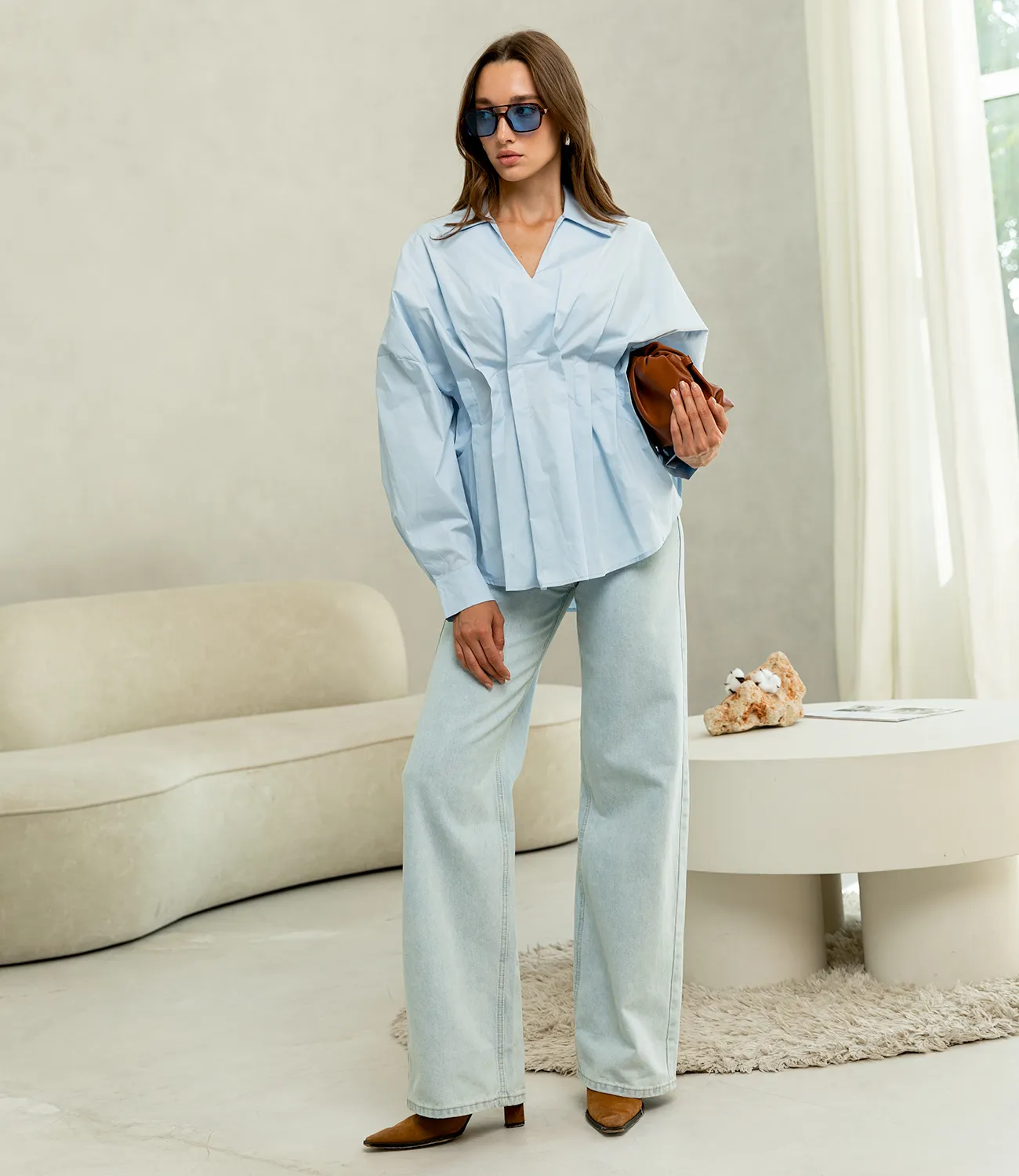 Блуза #КТ6003 (3), голубой - фото 4