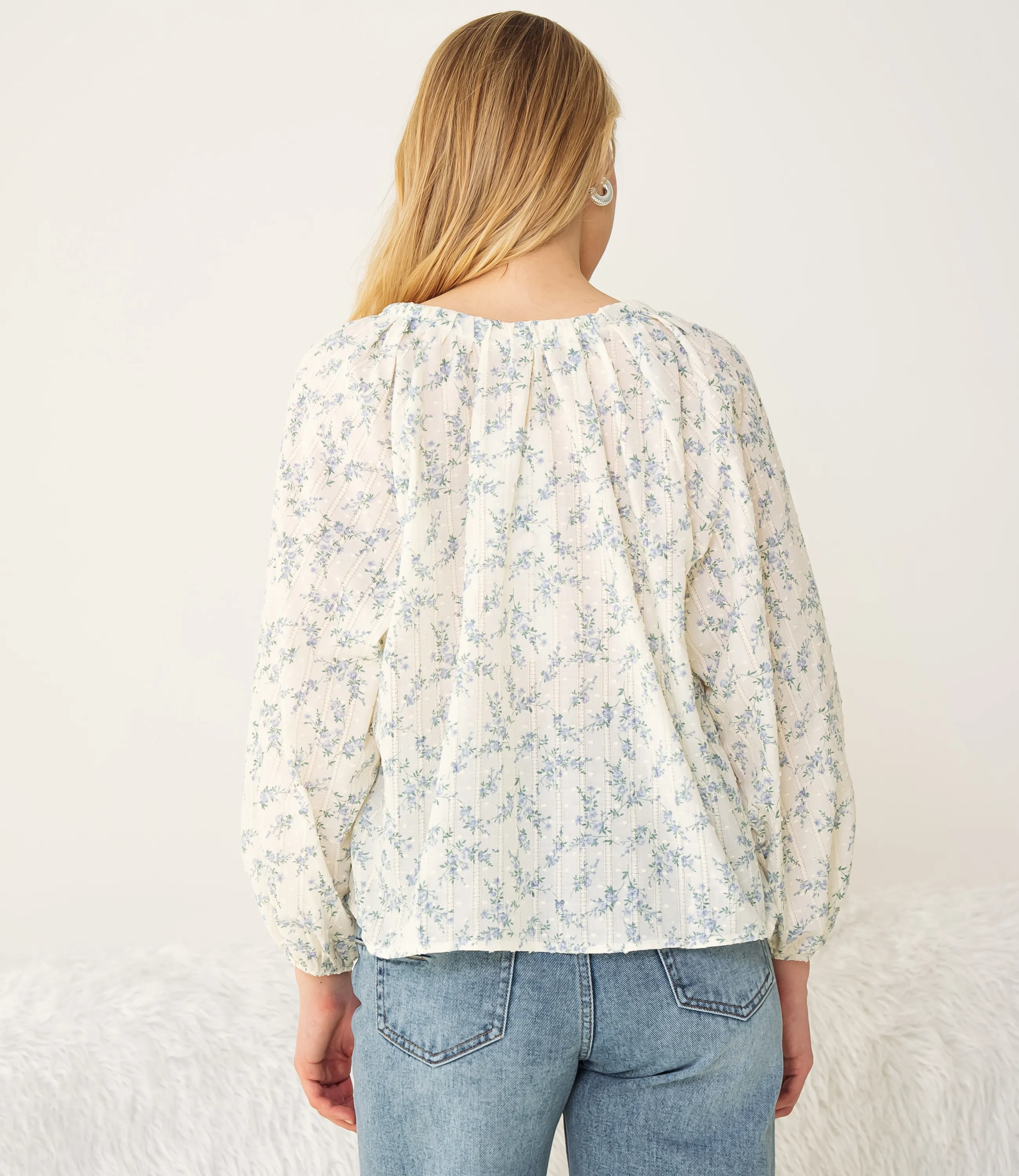 Блуза #КТ197 (1)-2, голубой, кремовый - фото 3