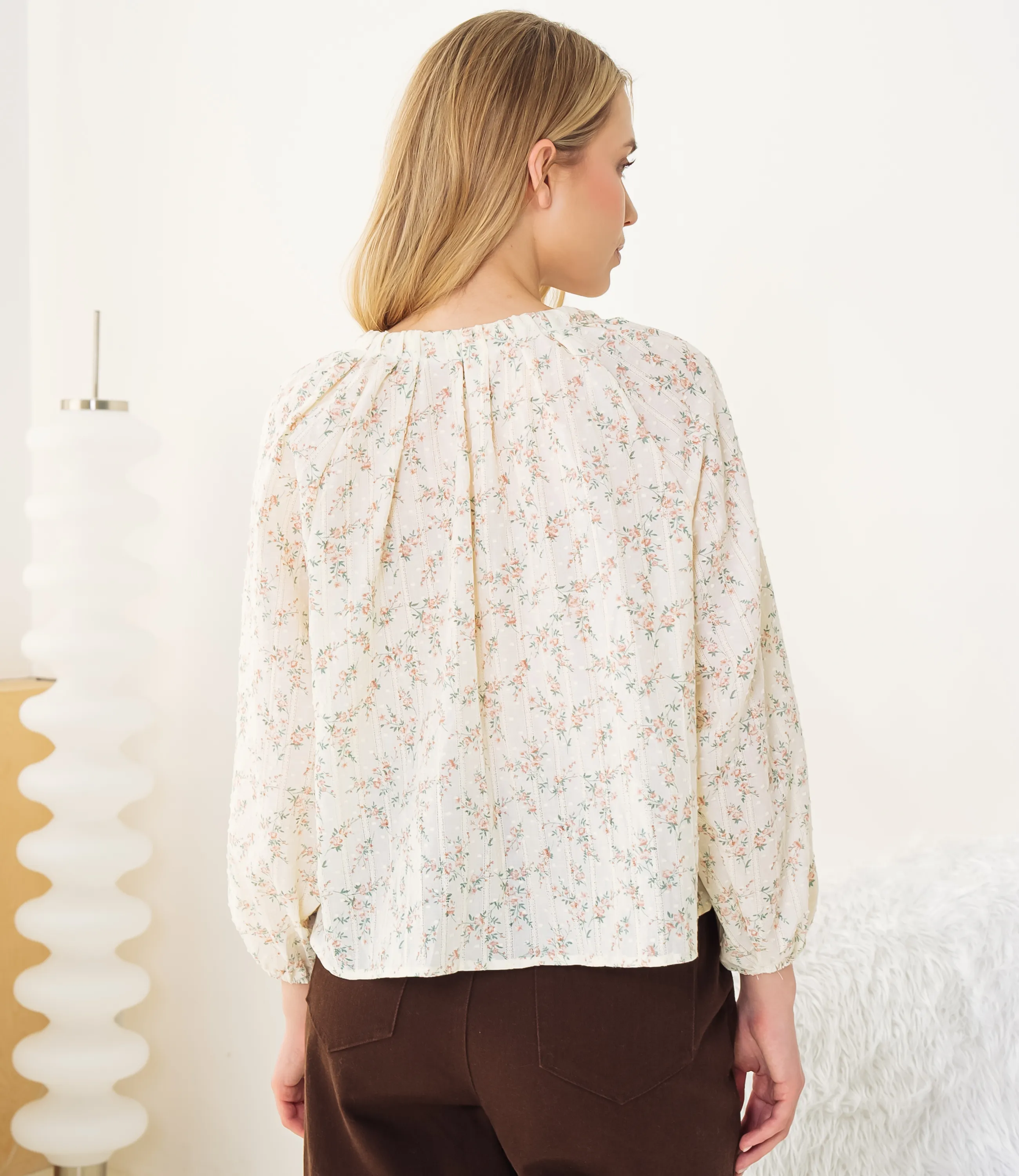 Блуза #КТ197 (1)-2, пудровый, кремовый - фото 3