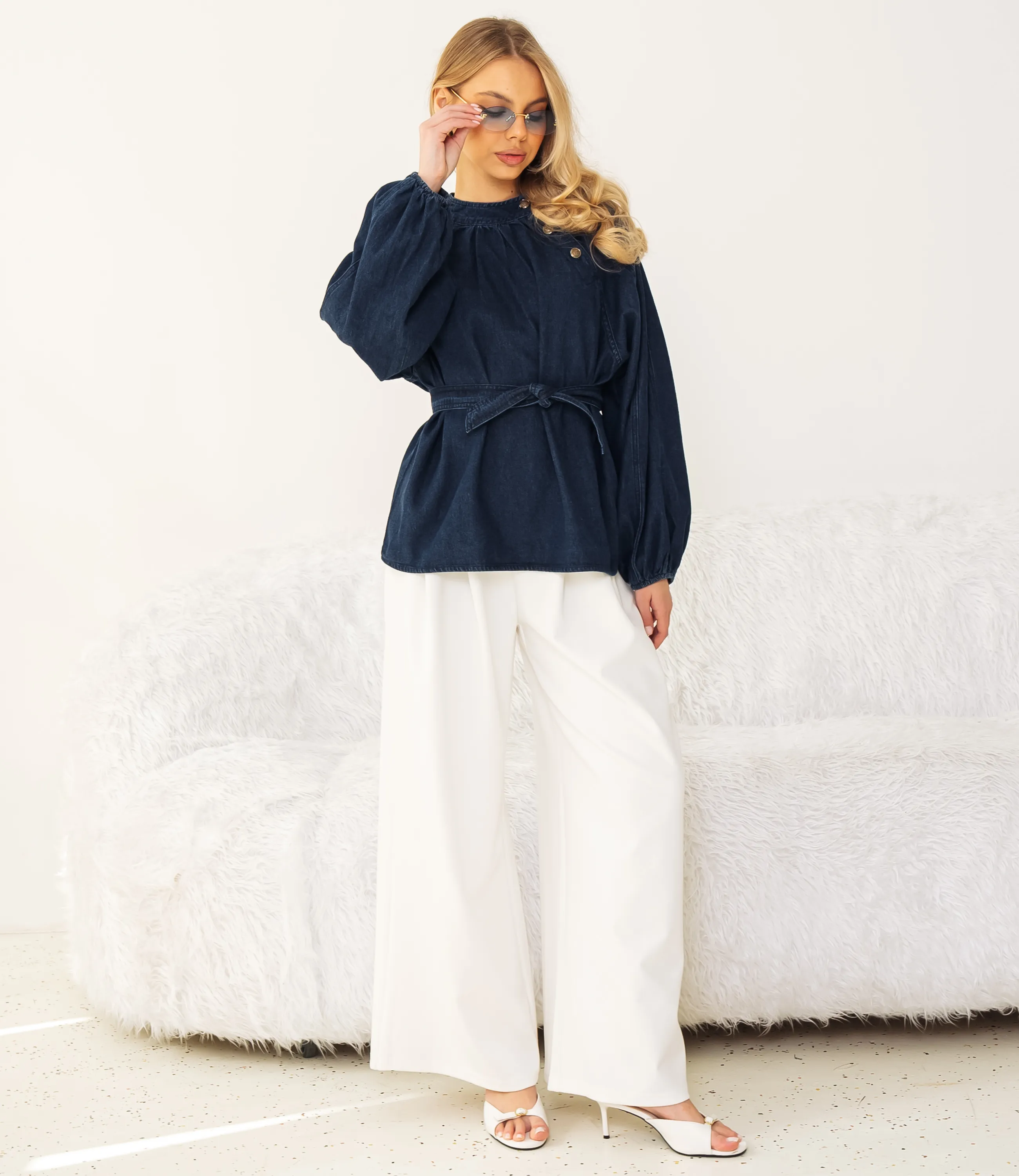 Блуза #КТ80303, синий - фото 4