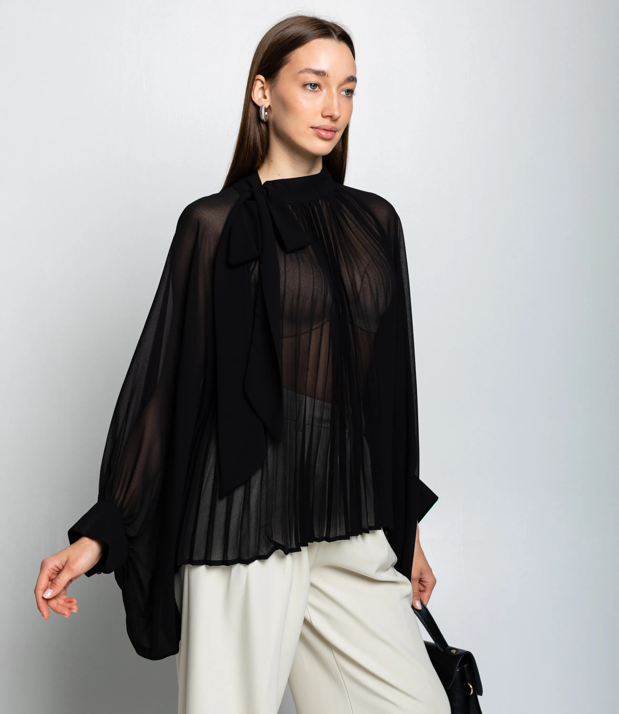 Блуза #КТ855, чёрный - фото 2