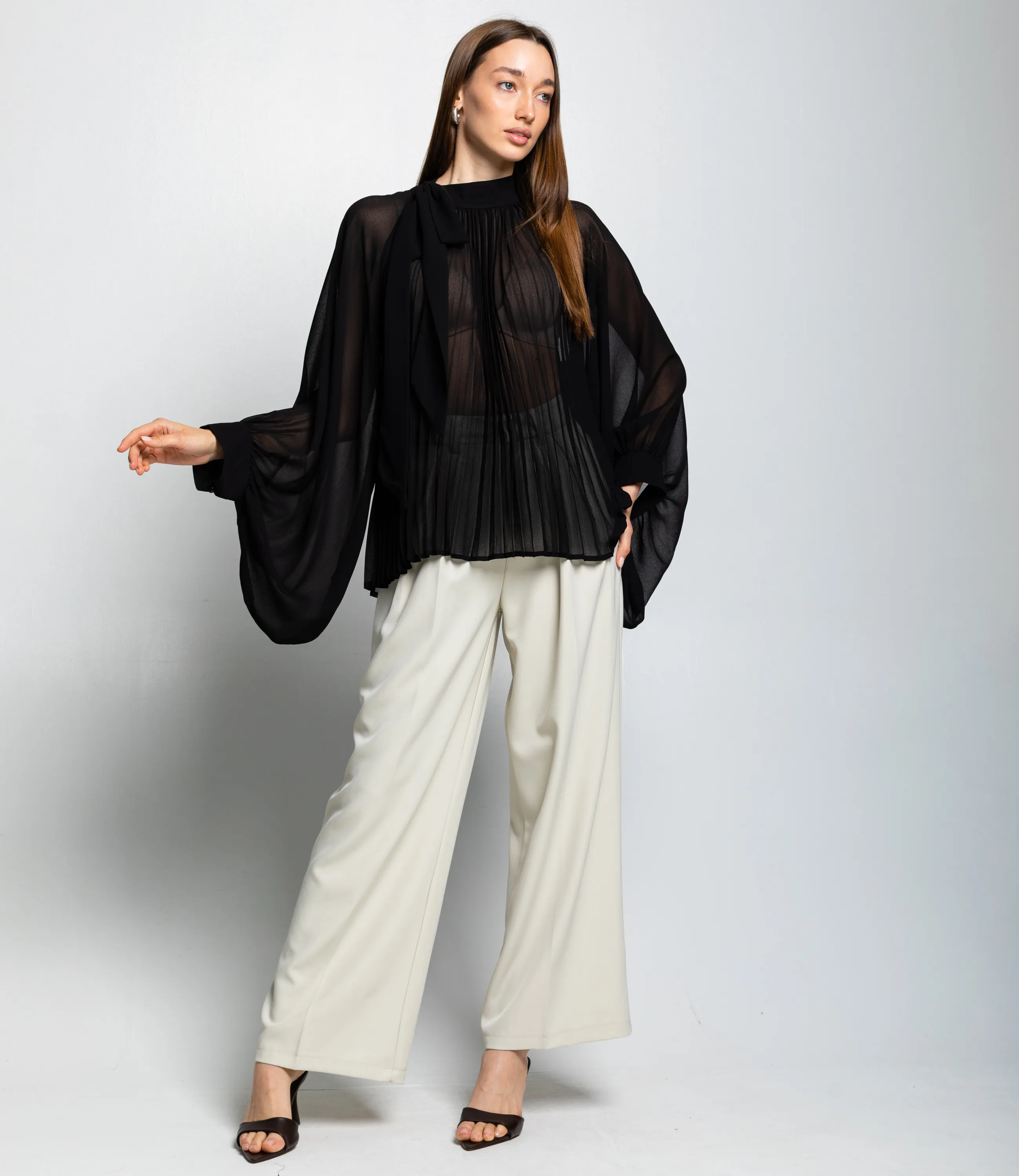 Блуза #КТ855, чёрный - фото 4