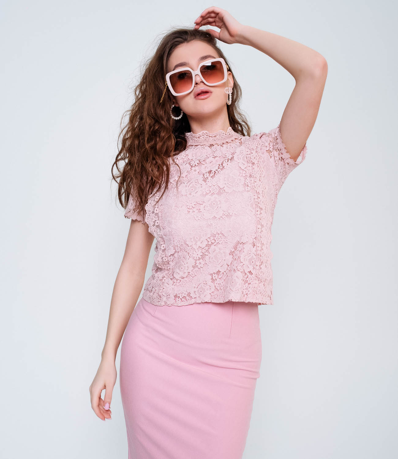Блузка #КТ811, розовый