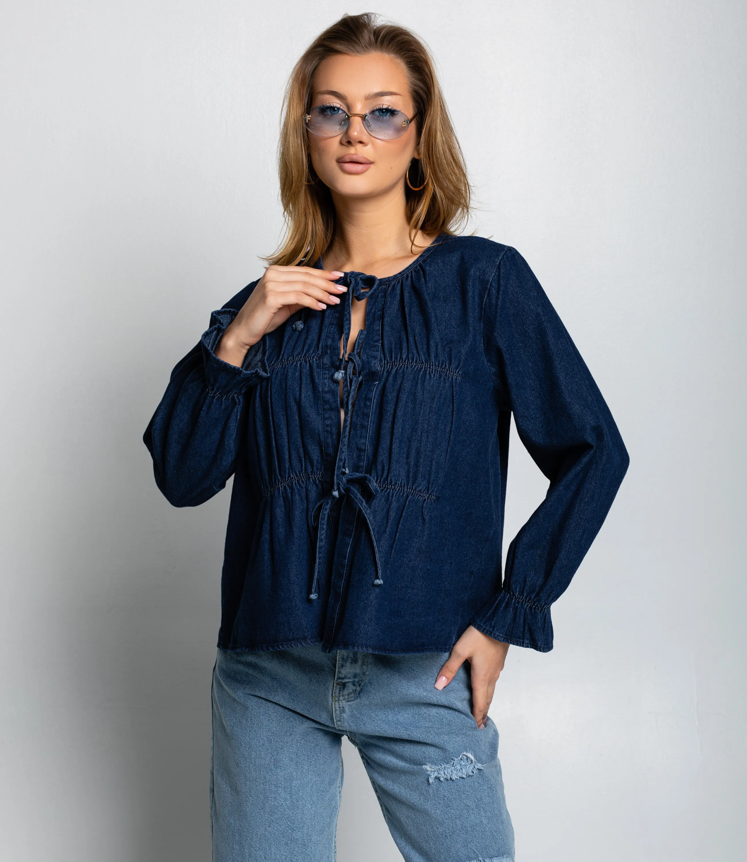 Блуза #КТ73555, синий - фото 1