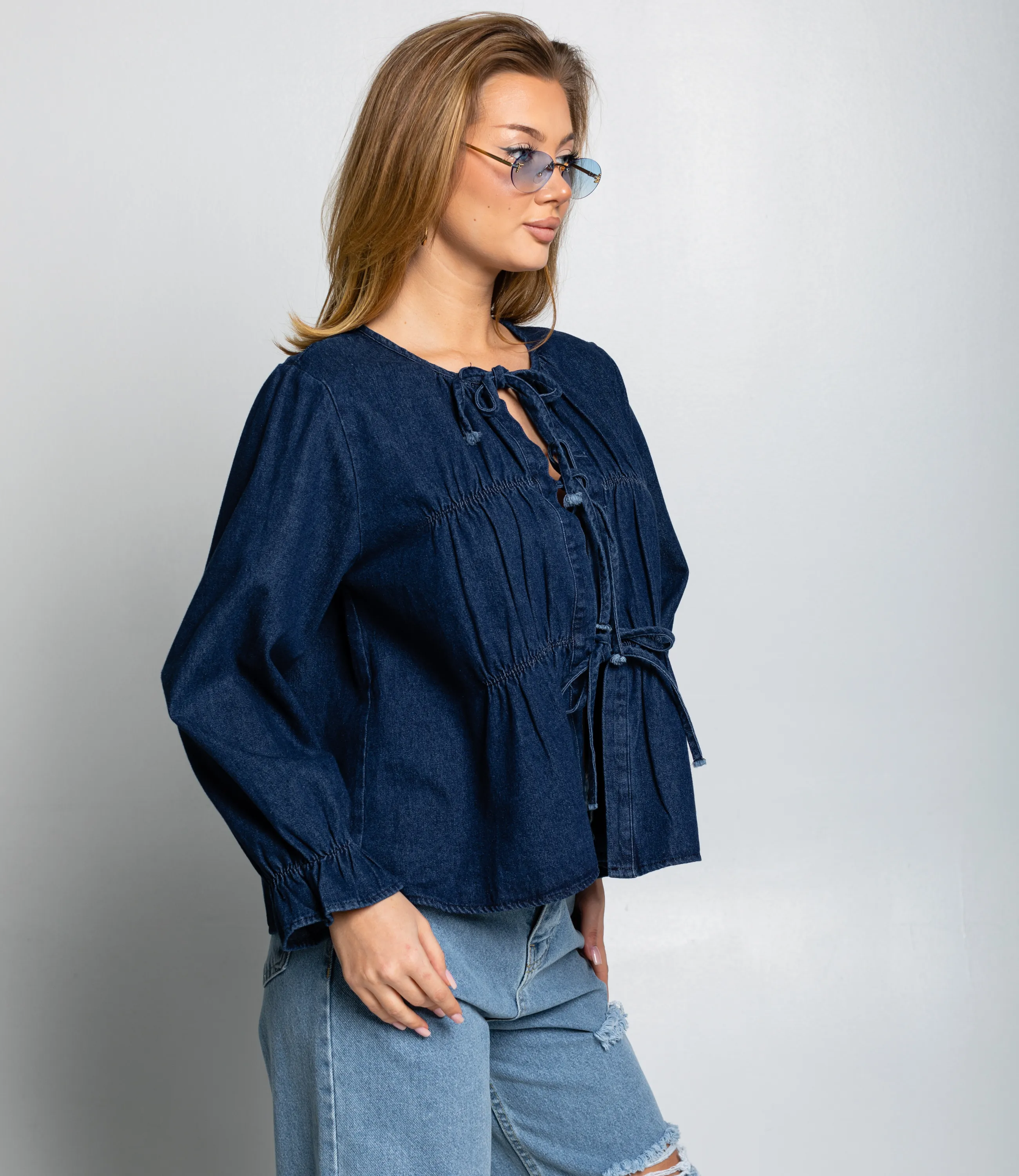 Блуза #КТ73555, синий - фото 2