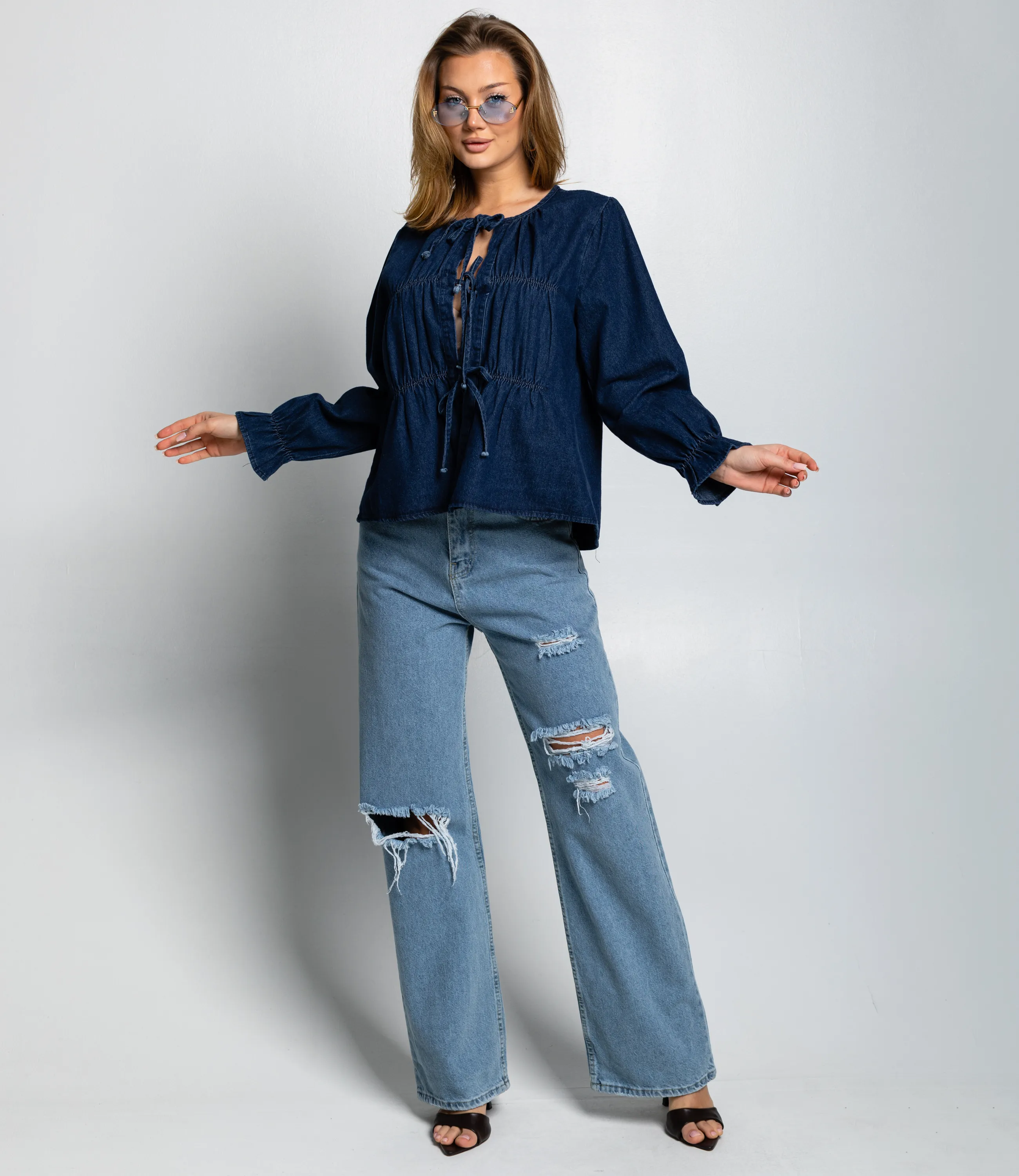 Блуза #КТ73555, синий - фото 4