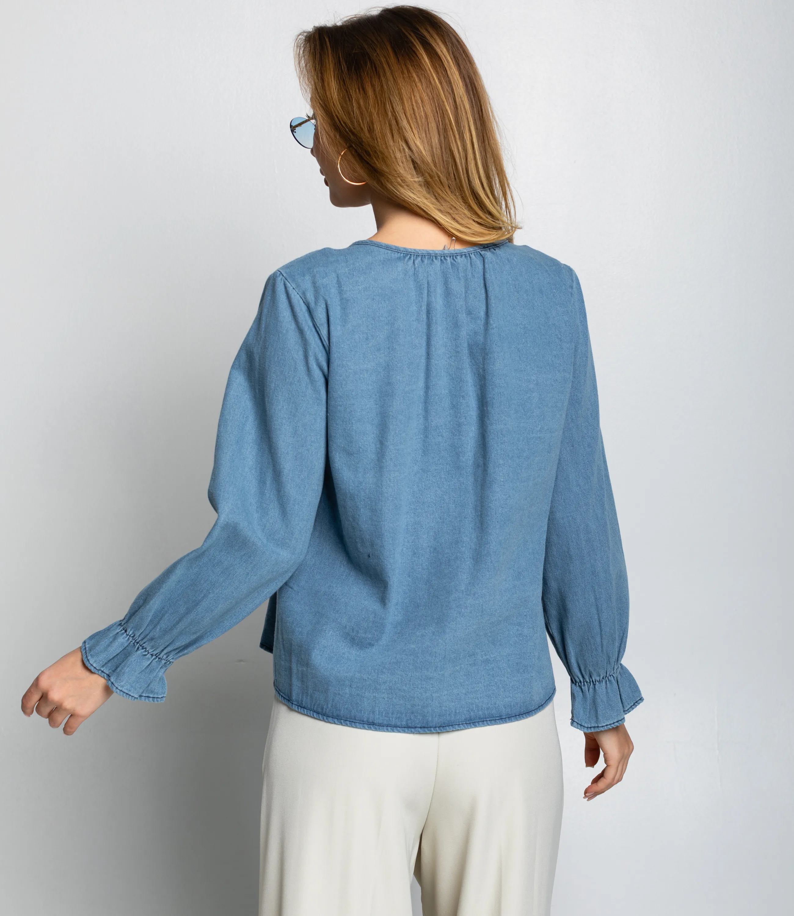 Блуза #КТ73555, голубой - фото 3