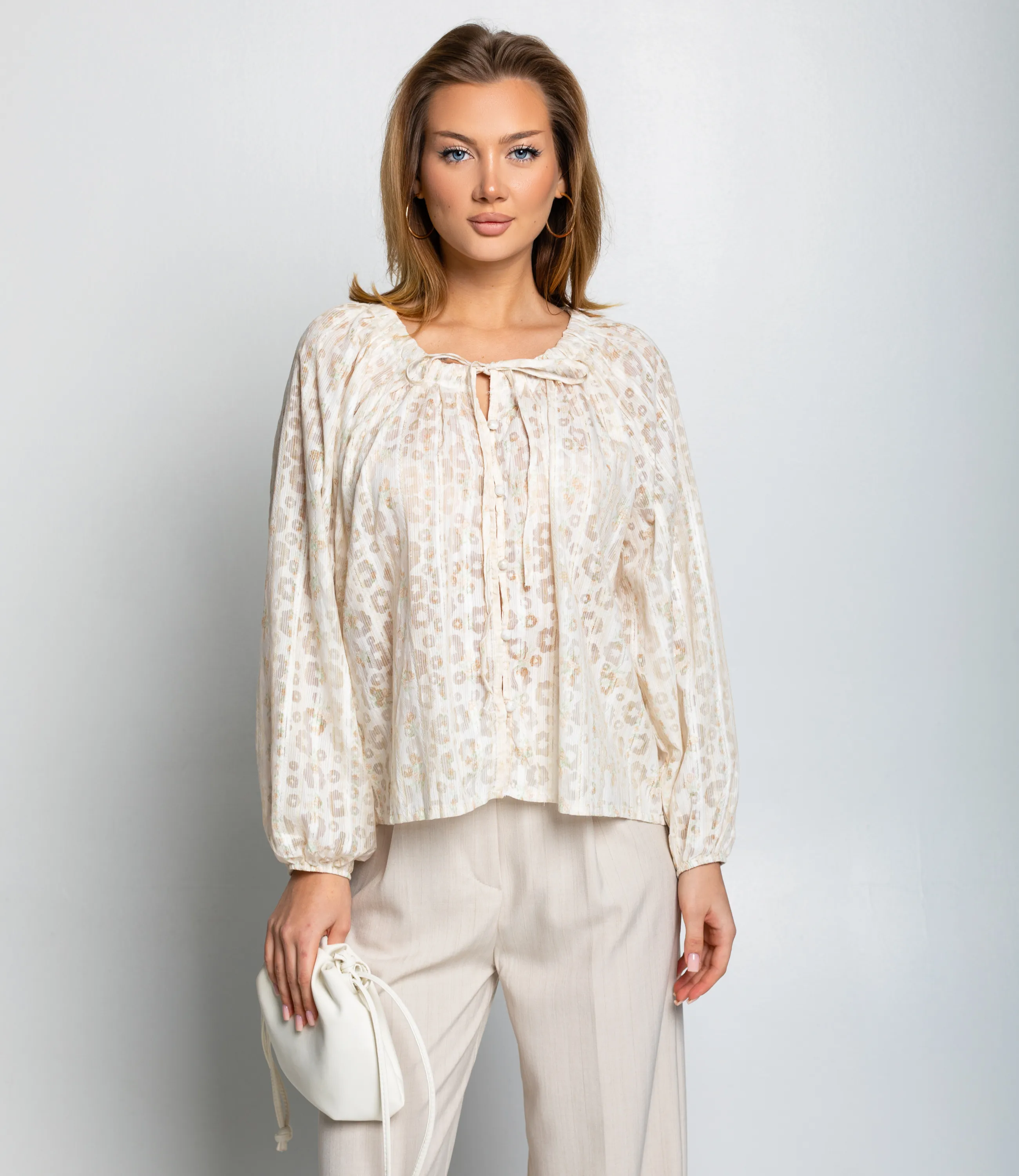 Блуза #КТ197 (1), кремовый - фото 1