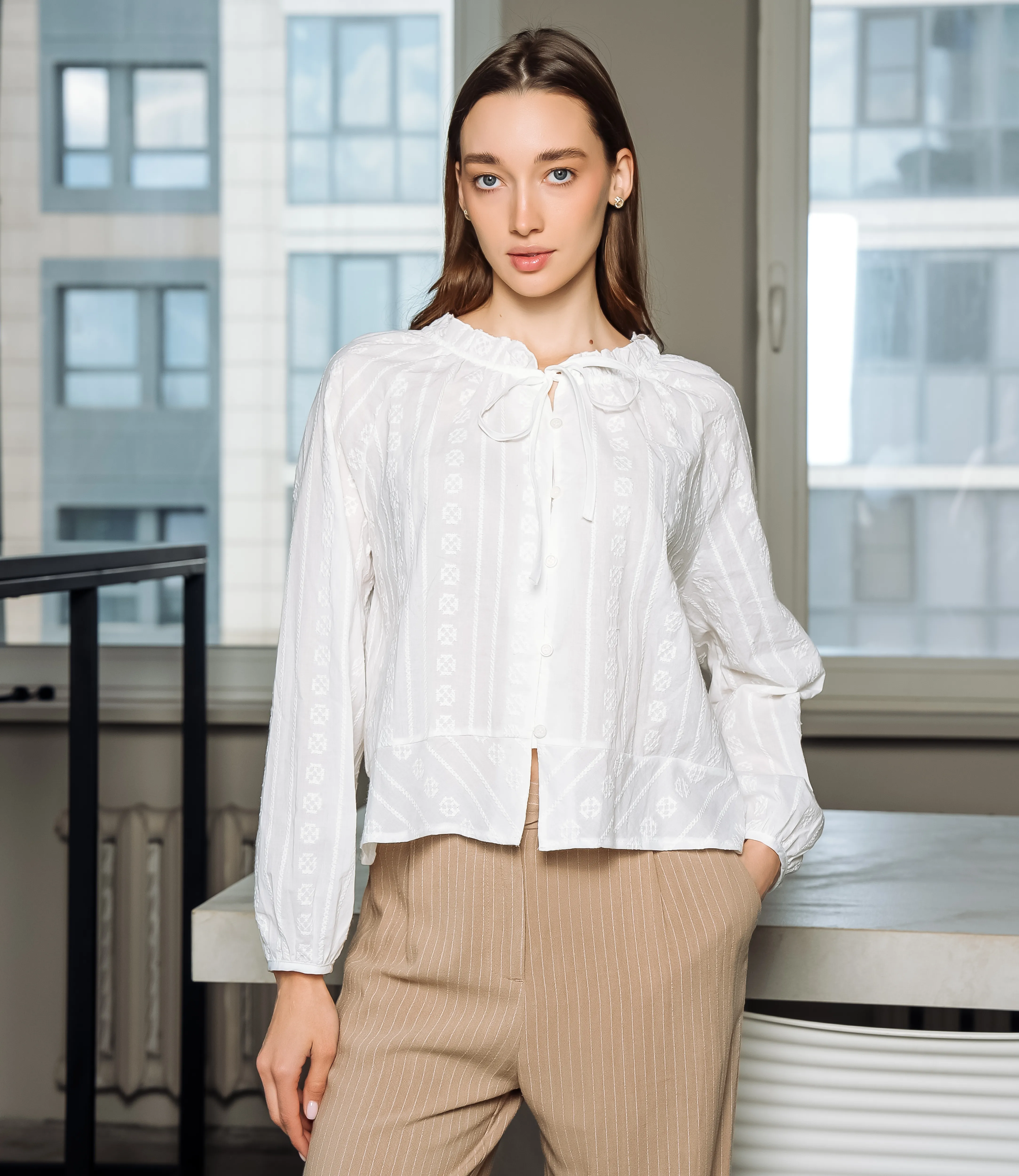 Блуза #КТ5863 (1), белый - фото 1