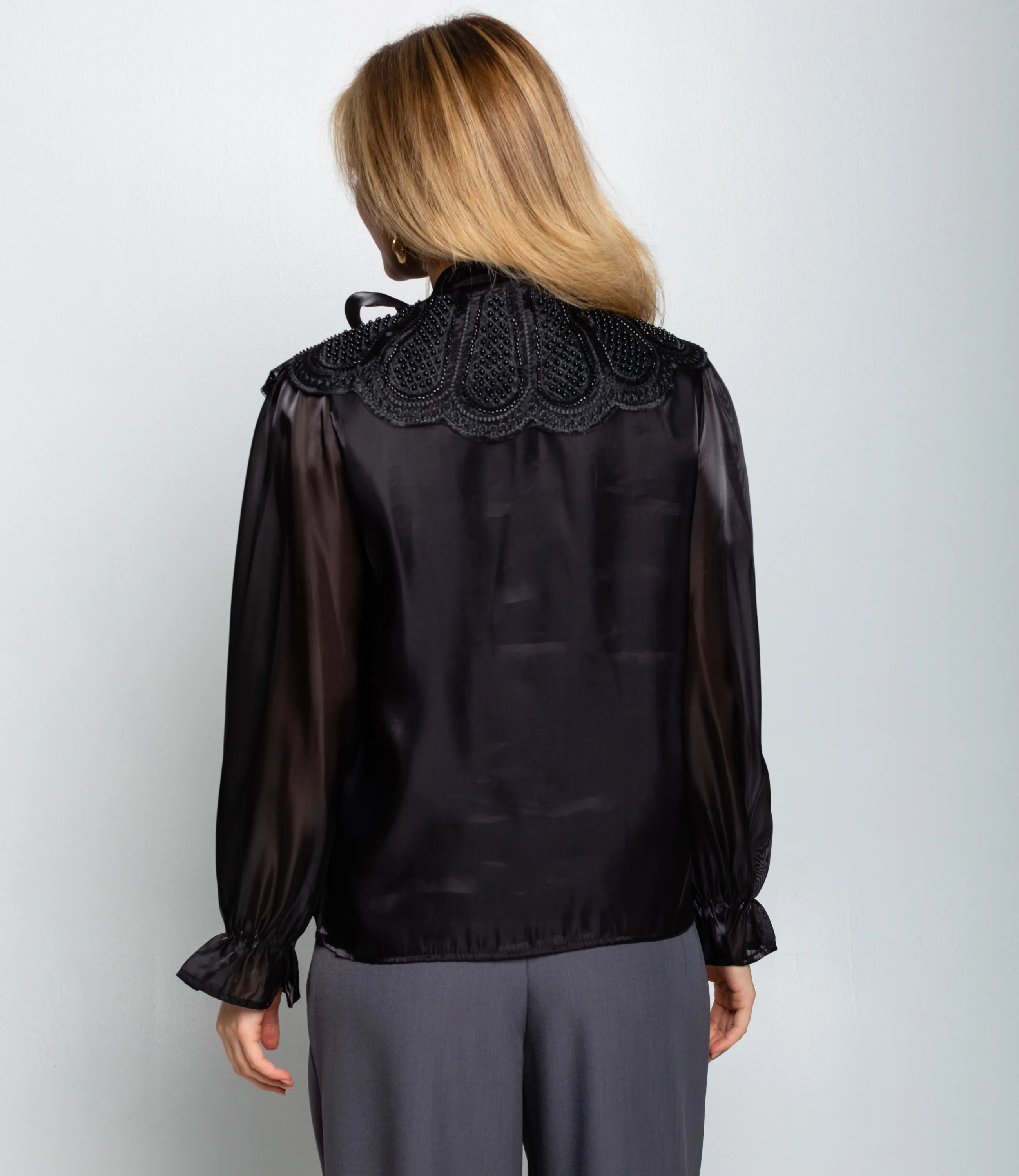 Блуза #КТ971, чёрный - фото 3