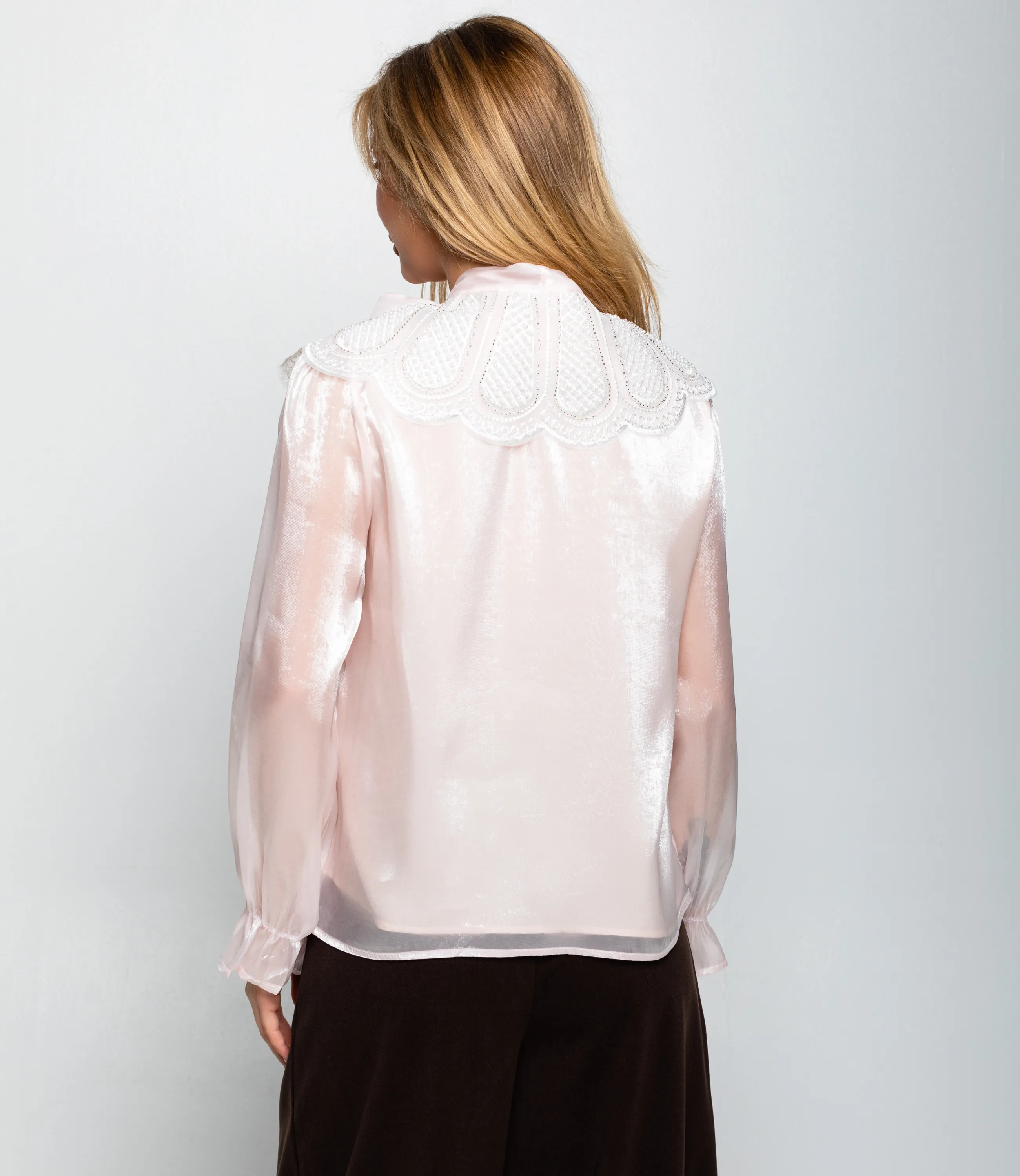 Блуза #КТ971, пудровый - фото 3