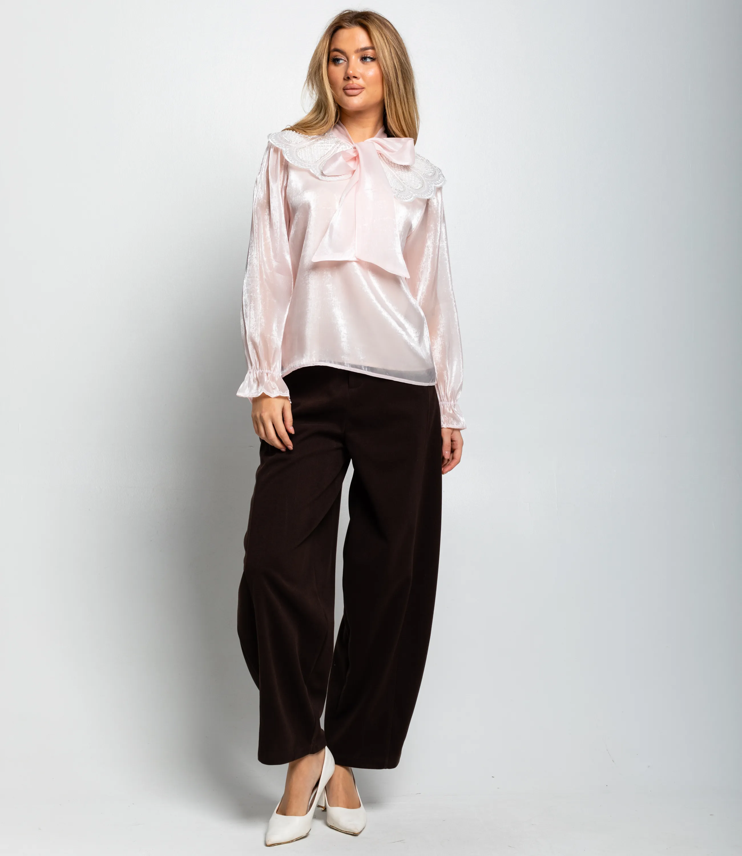 Блуза #КТ971, пудровый - фото 4