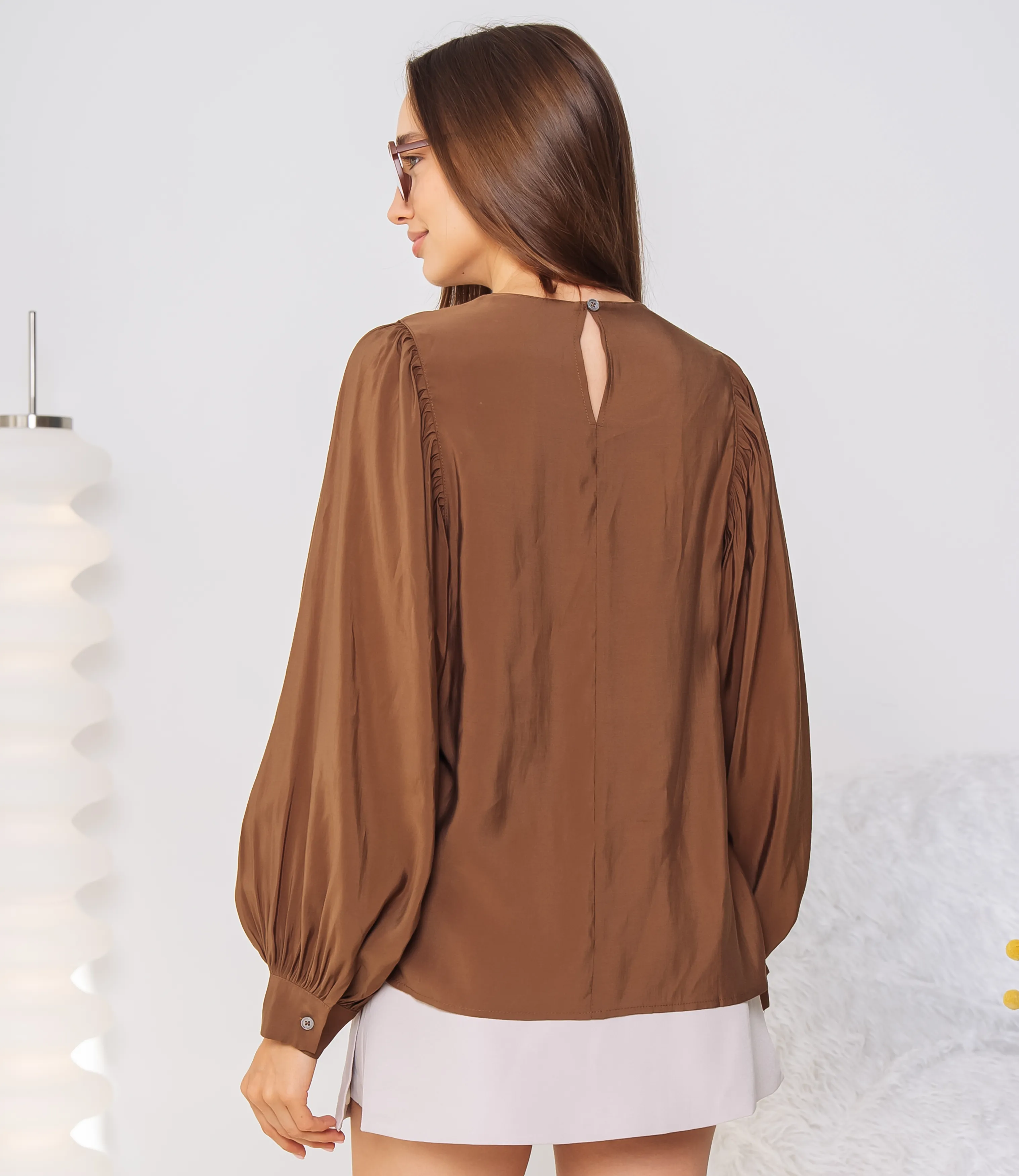 Блуза #КТ2953, коричневый - фото 3