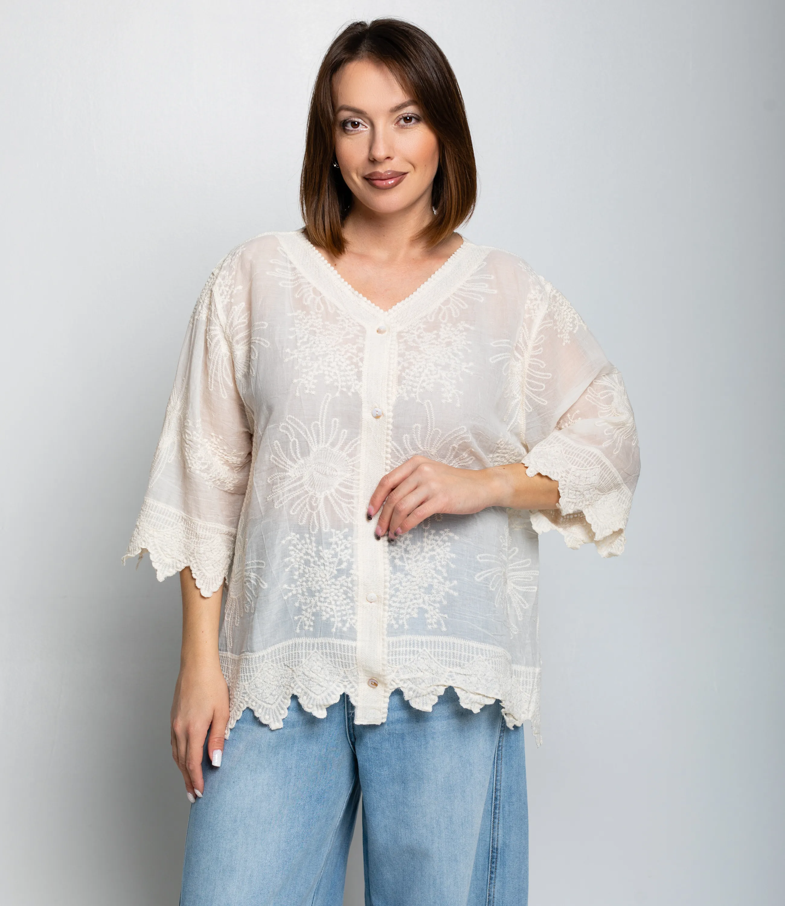 Блуза #КТ42 (4), светло-бежевый - фото 1