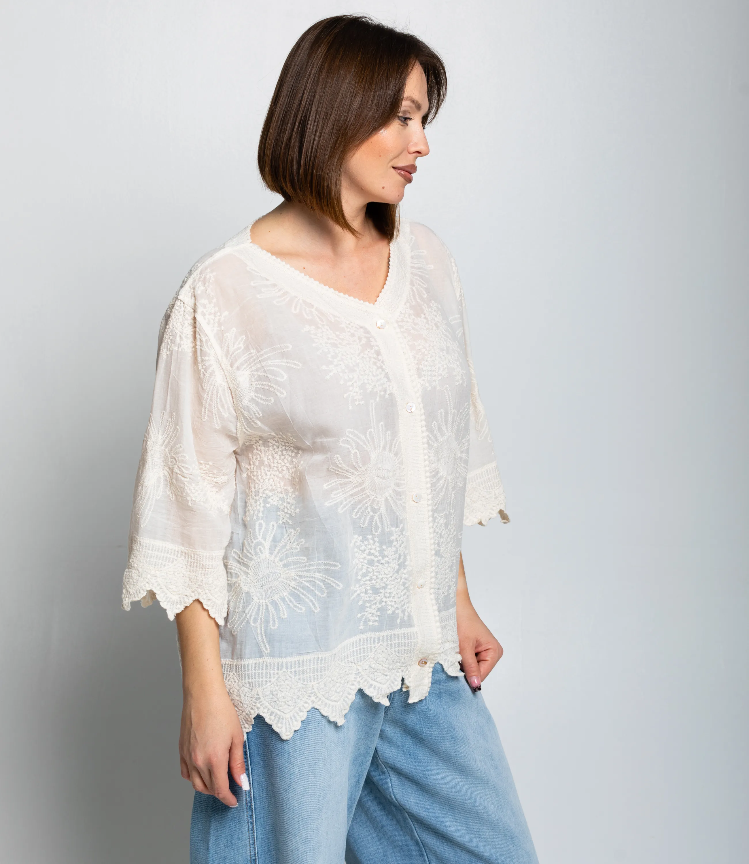 Блуза #КТ42 (4), светло-бежевый - фото 2