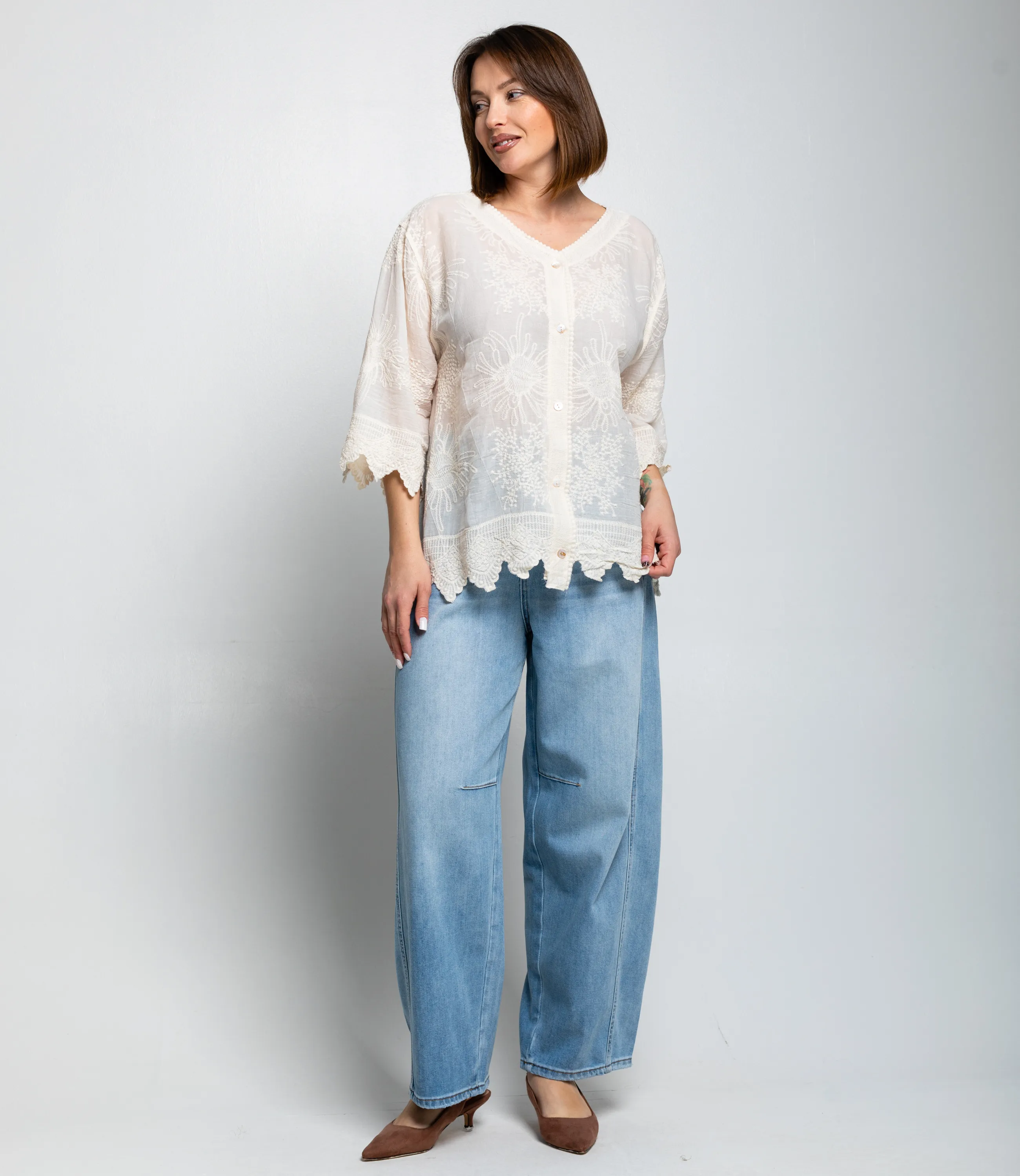 Блуза #КТ42 (4), светло-бежевый - фото 4