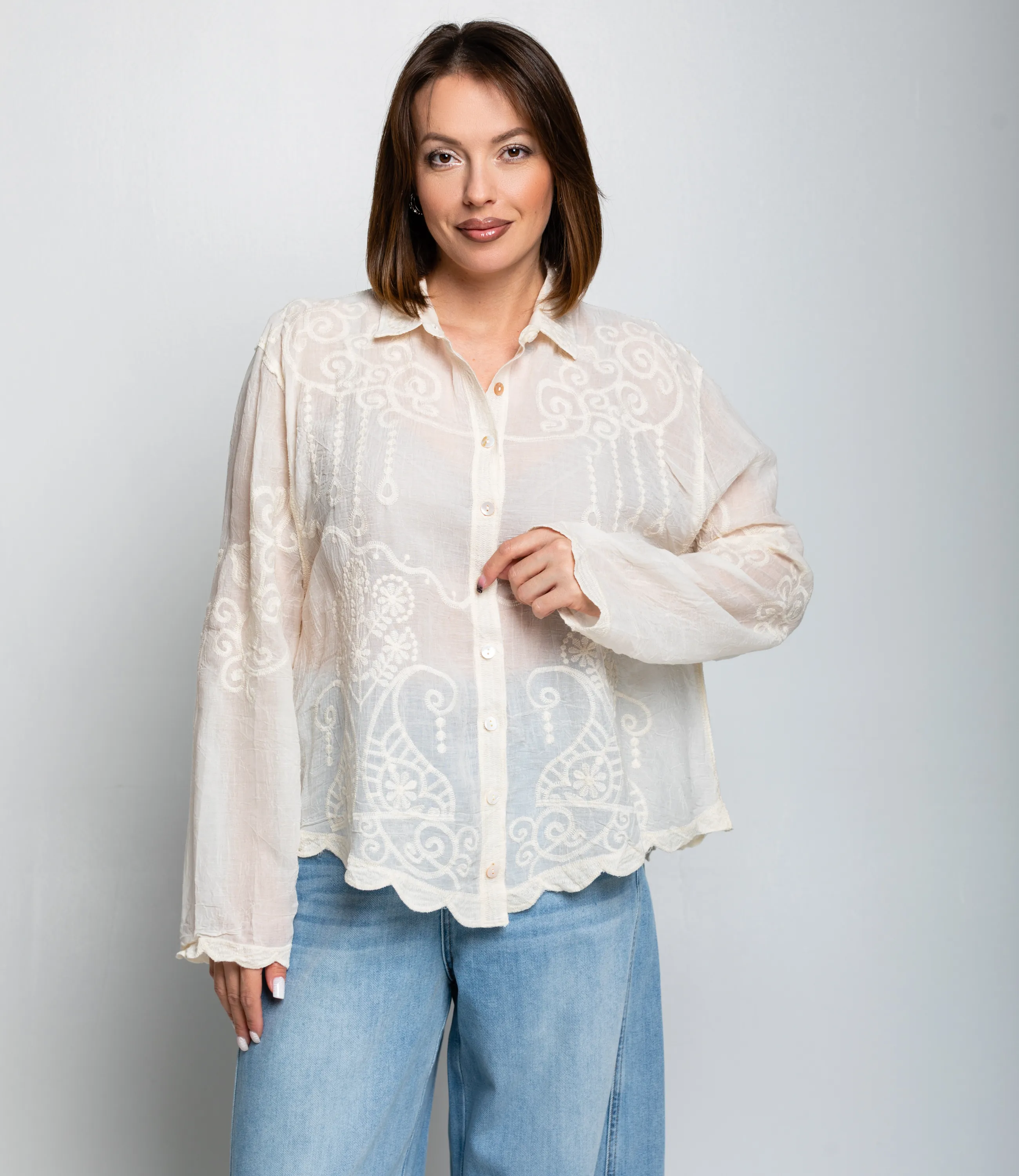 Блуза #КТ301 (19), светло-бежевый - фото 1