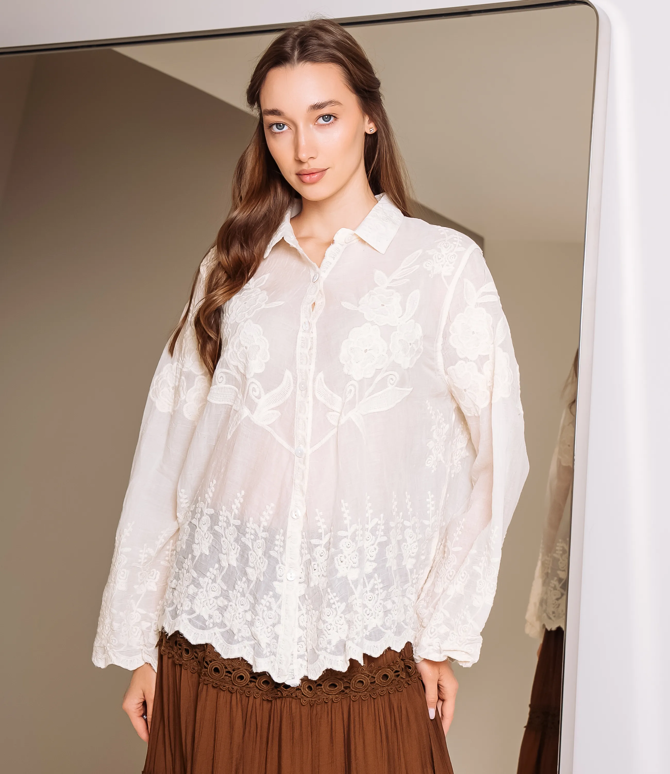 Блуза #КТ302 (7), светло-бежевый - фото 1