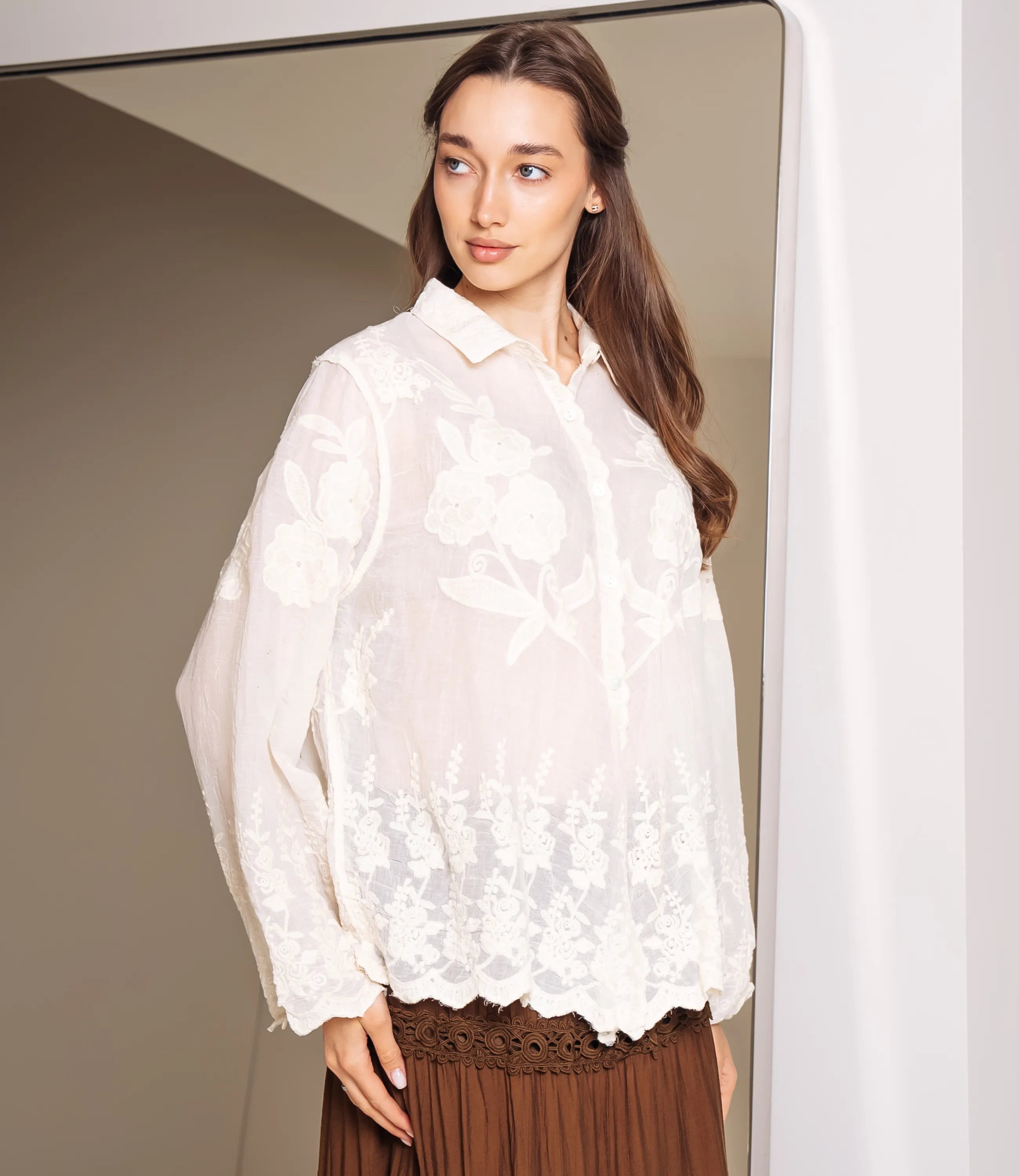 Блуза #КТ302 (7), светло-бежевый - фото 2