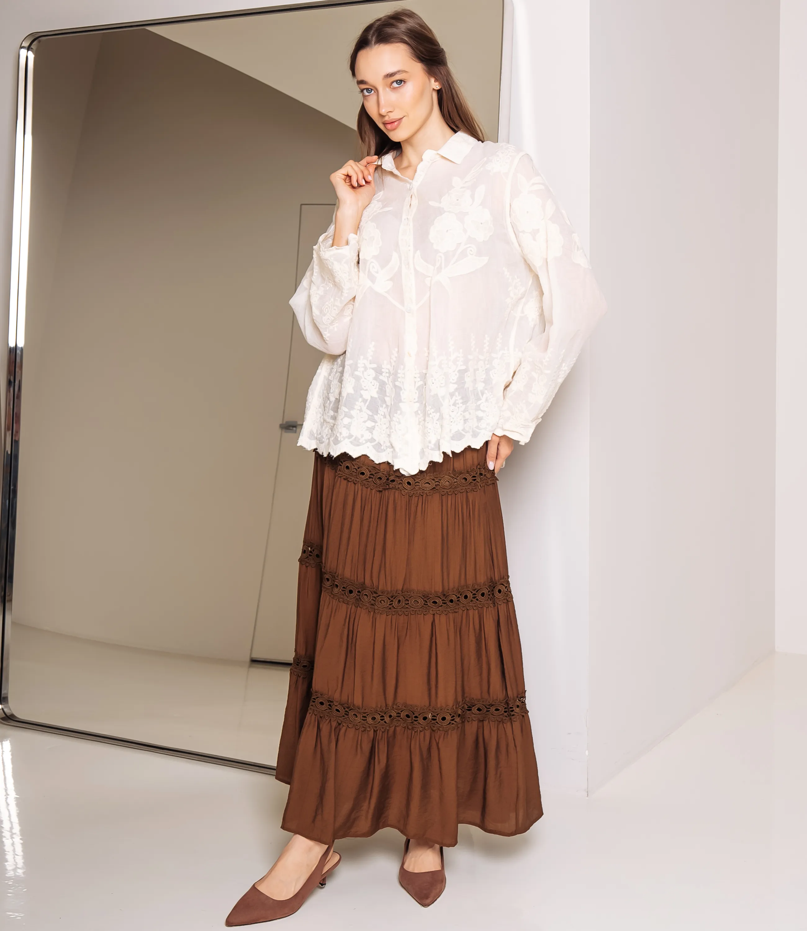 Блуза #КТ302 (7), светло-бежевый - фото 4