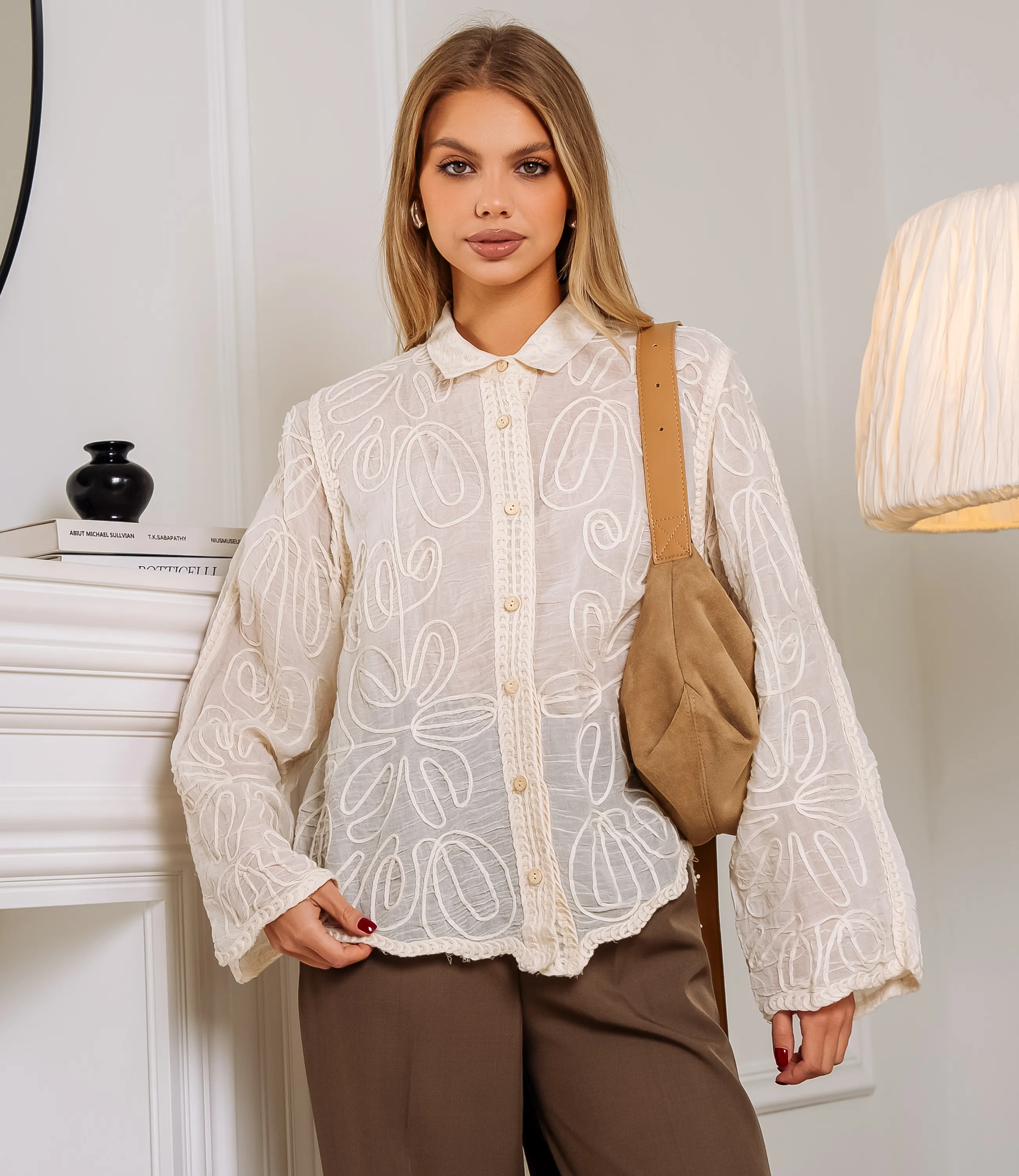 Блуза #КТ808 (8), светло-бежевый - фото 1